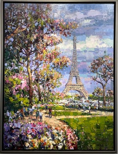 Landschaft im postimpressionistischen Stil „Frühjahr, Eiffelturm, Paris“