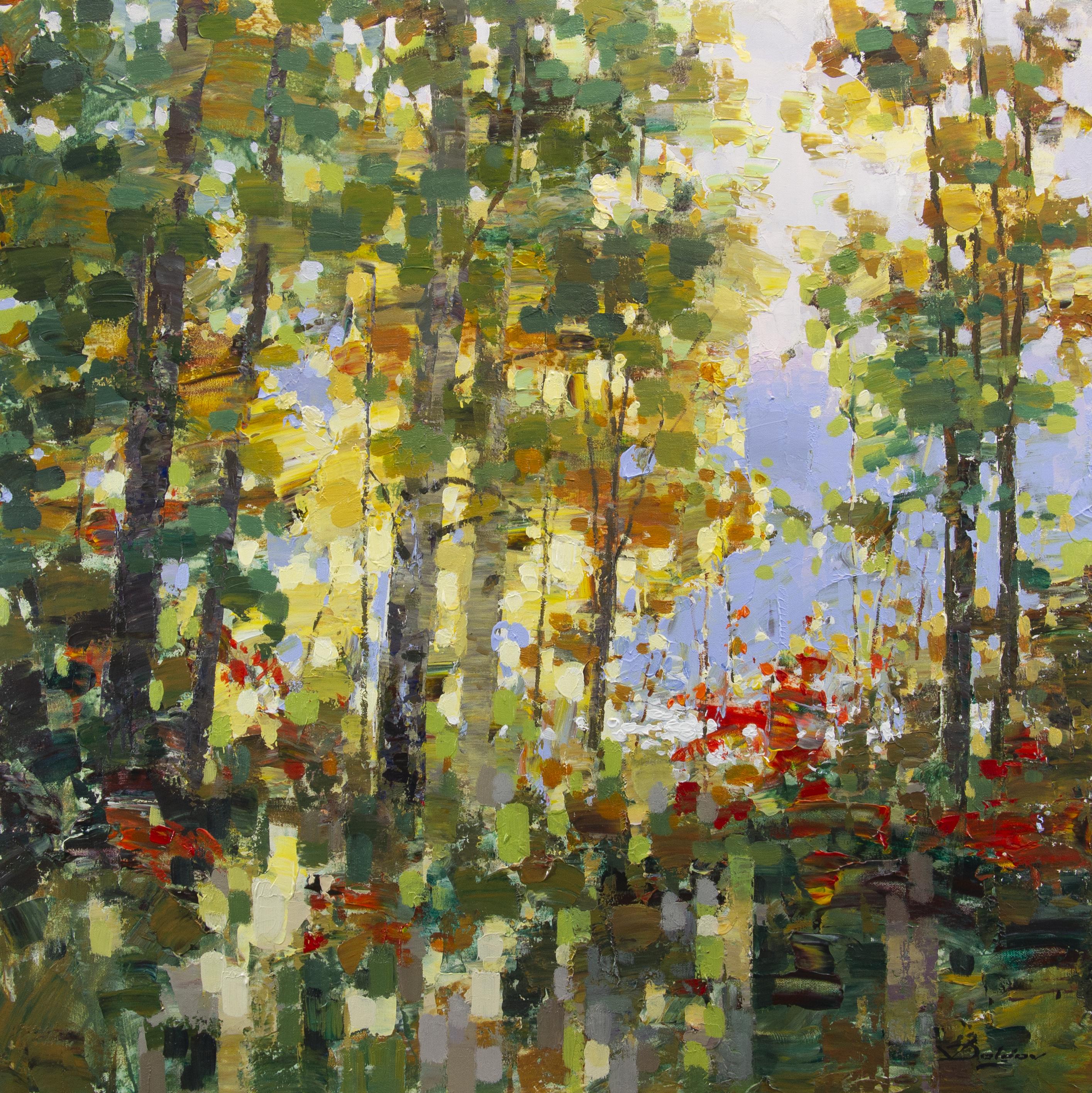 Vadim Dolgov Landscape Painting - "Sparkles in the Bush, " Acrylic Painting
