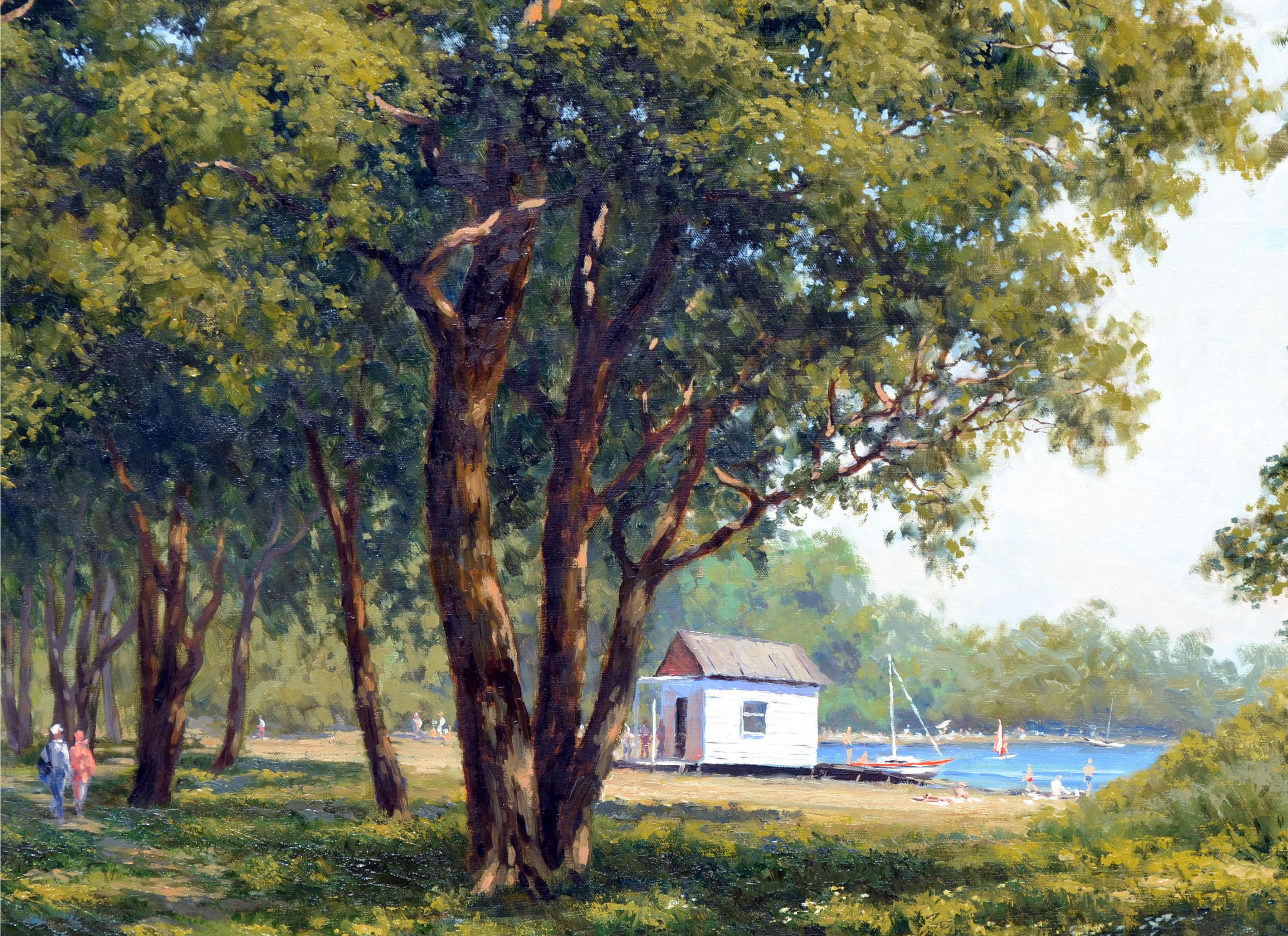 Groformatige lgemlde auf Leinwand Landschaft - Sommer am See  (Impressionismus), Painting, von Vadim Dolgov