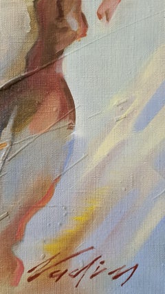 Jazz. Man with saxophone. Oil on canvas. 73x100 cm