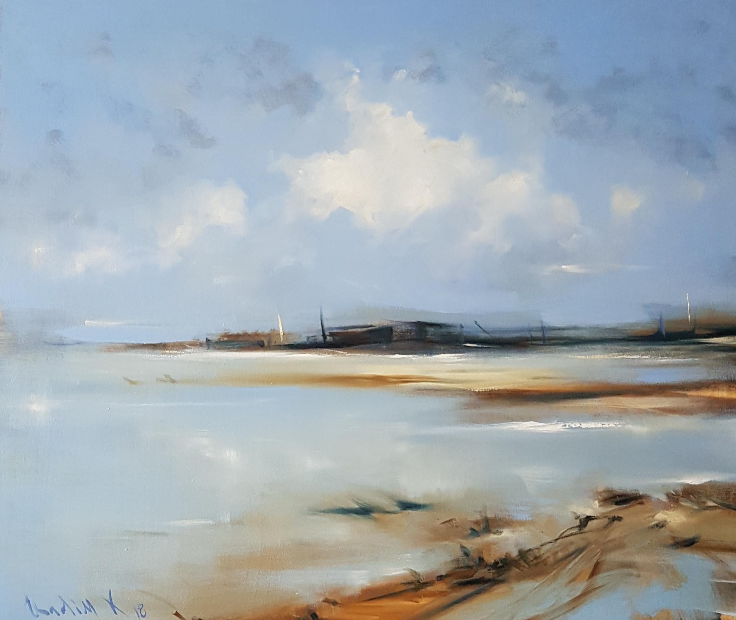 Vadim Kovalev Landscape Painting - Landscape by the sea. Oil on wood, 52X65 cm