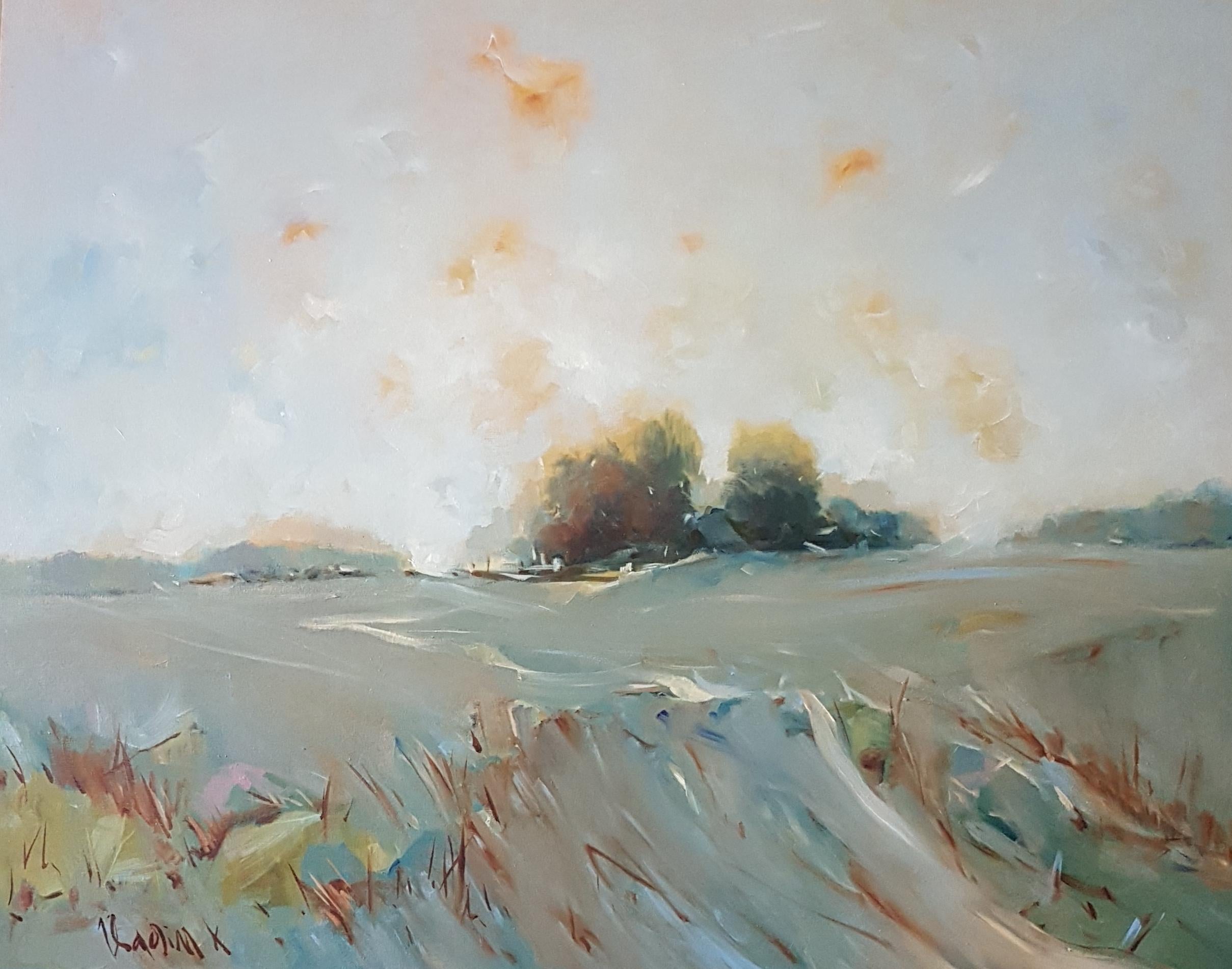 Paysage. Peinture à l'huile sur bois, 52X65 cm