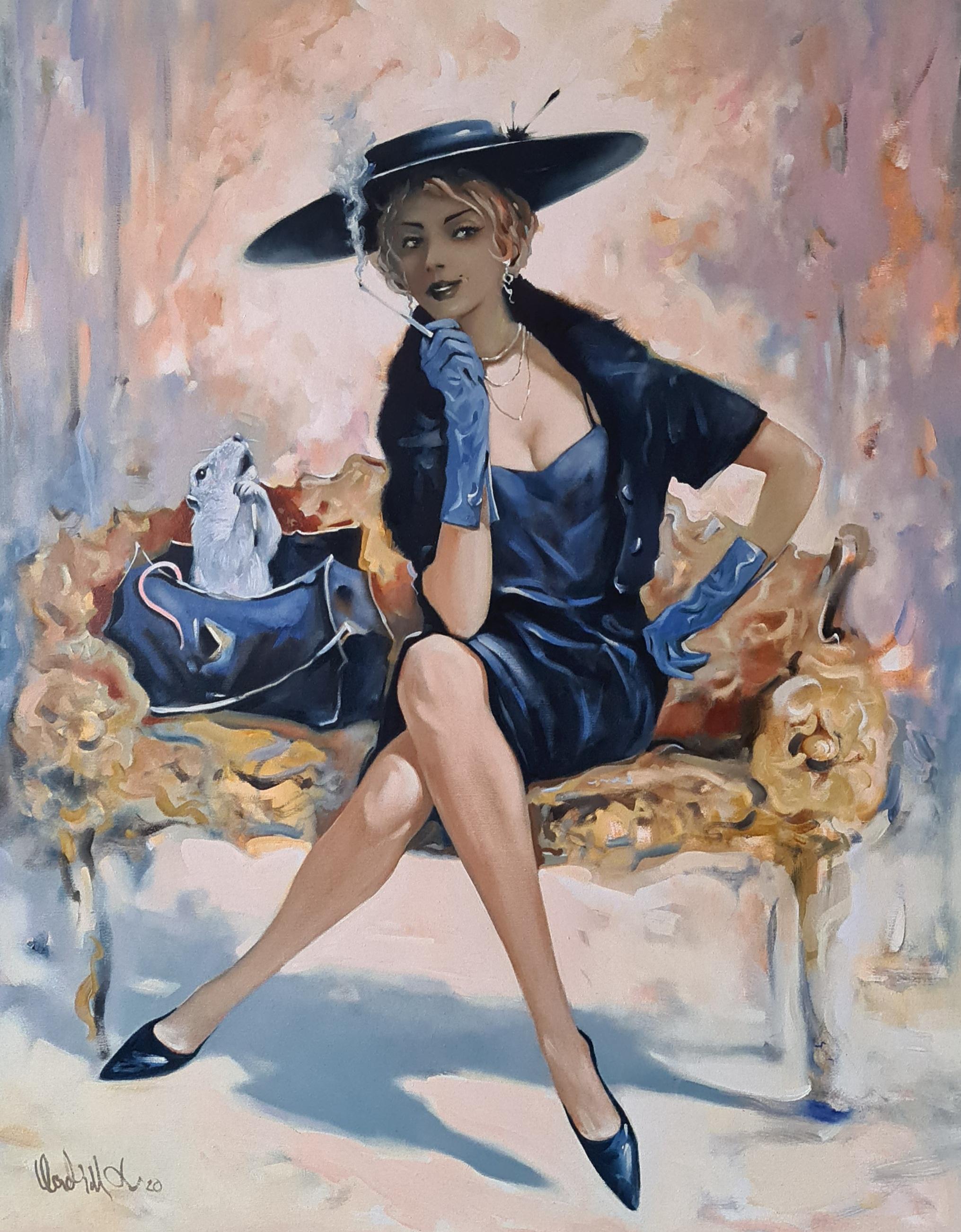 Vadim Kovalev Portrait Painting - Madame. Oil on canvas, 100x80 cm