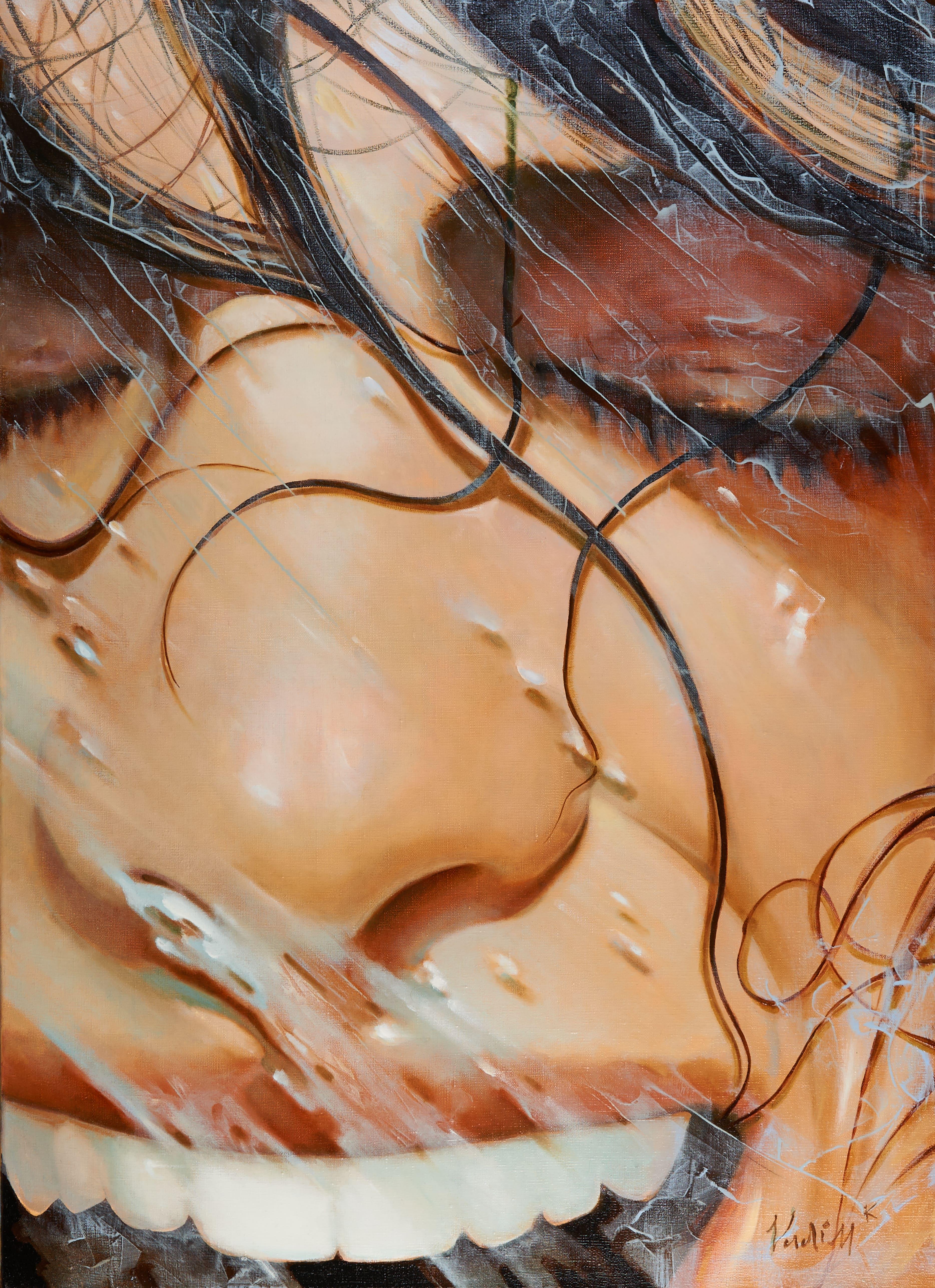 Portrait Painting Vadim Kovalev - Rain, pluie. Huile sur toile, 90X65 cm