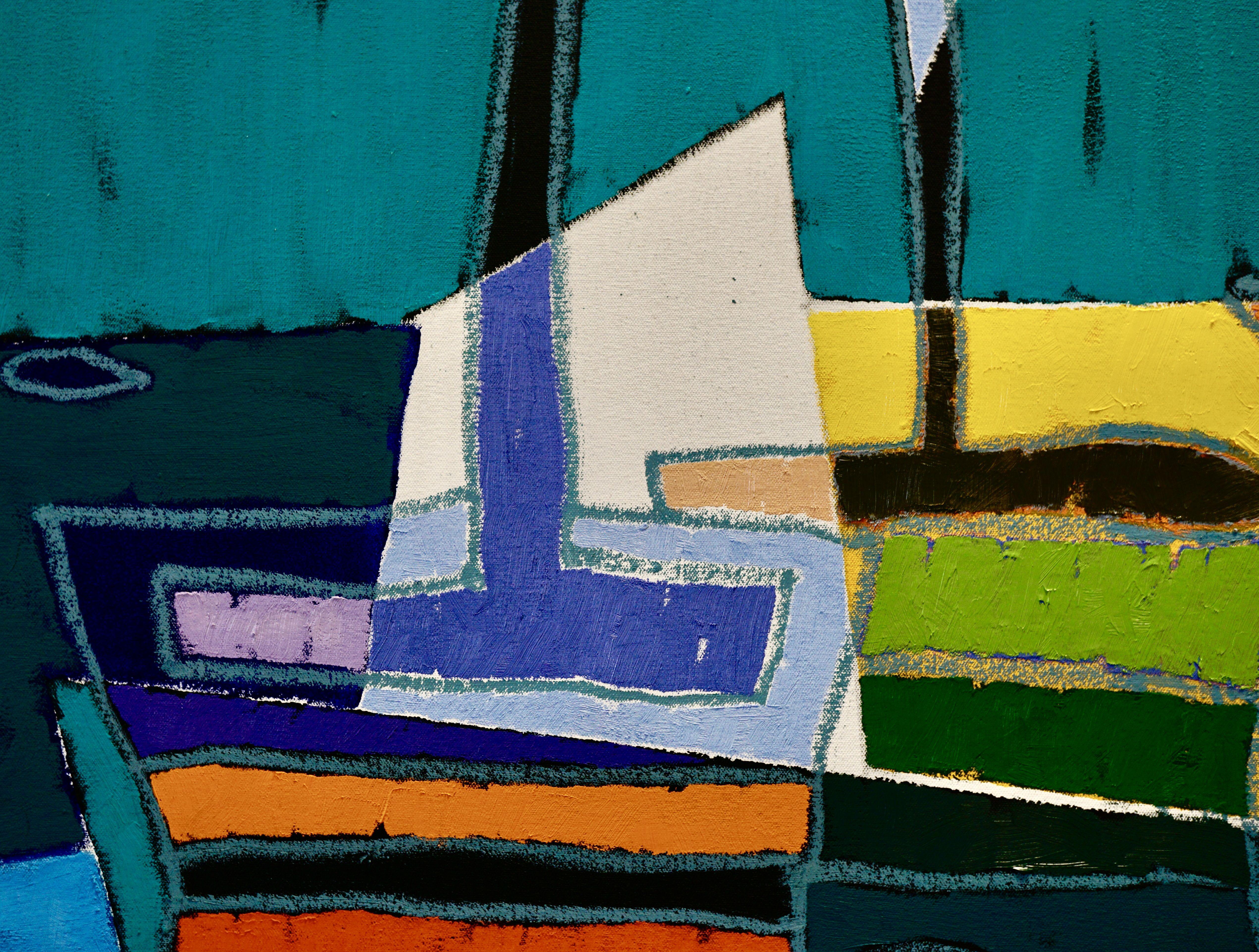 Boats # 33, Painting, Oil on Canvas For Sale 2
