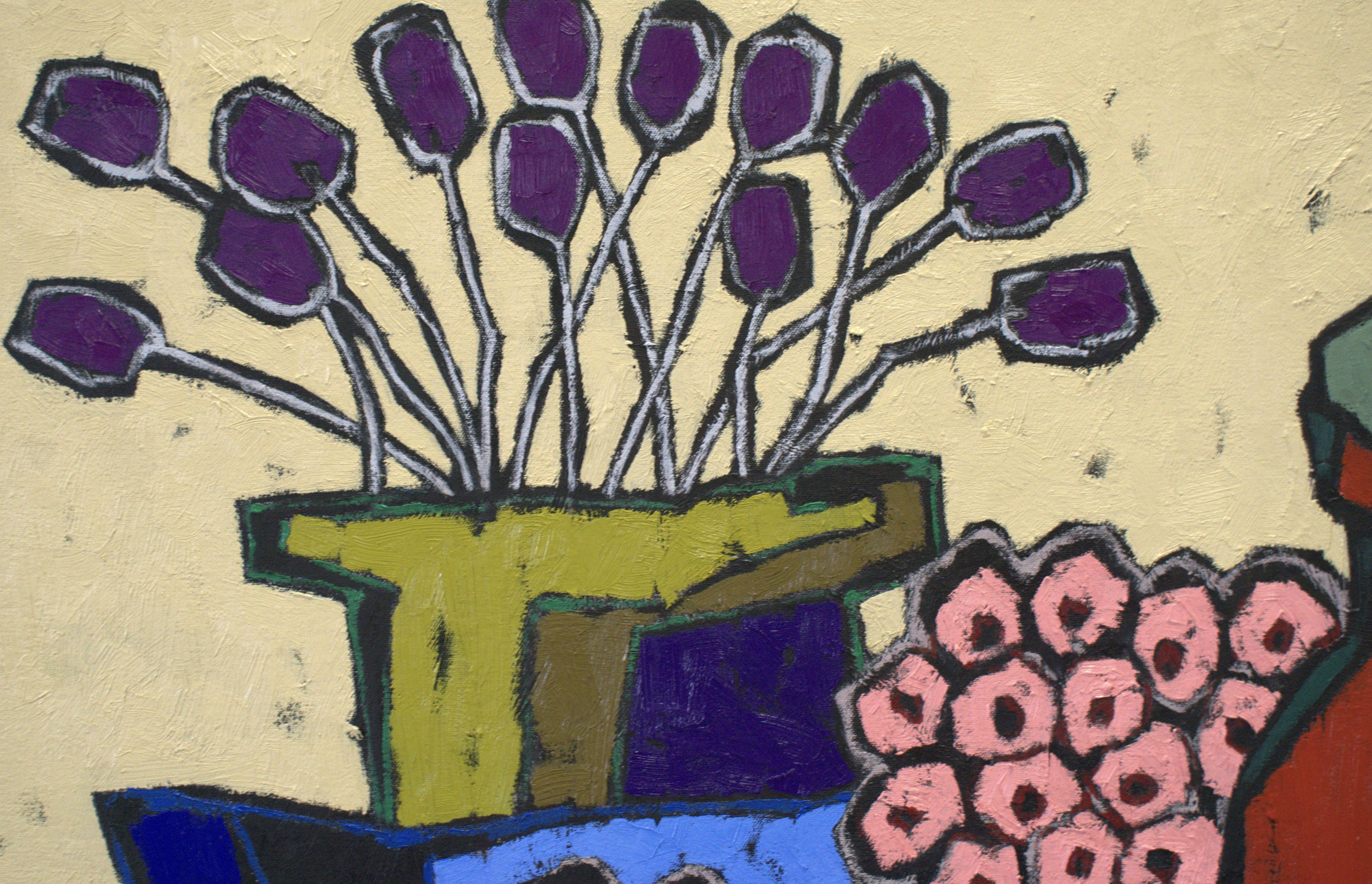 Purple Flowers, Painting, Oil on Canvas For Sale 3