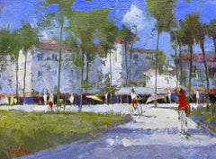 Afternoon in Venice Beach Cityscape Original oil Painting, Ready to Hang