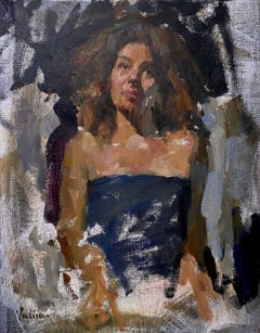 In die Ferne Portrait Impressionismus Original Ölgemälde, hängefertig