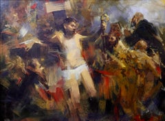 Gesù di Nazareth Impressionismo figurativo Pittura ad olio originale, pronta da appendere