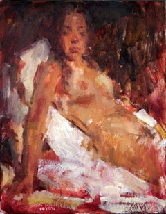 Nude Lora Figurative Impressionnisme Peinture à l'huile originale, prête à être accrochée