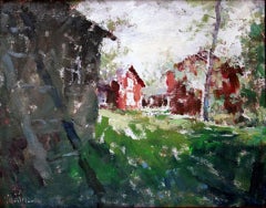 Rotes Haus auf dem Lande Landschaft Original Ölgemälde, hängefertig