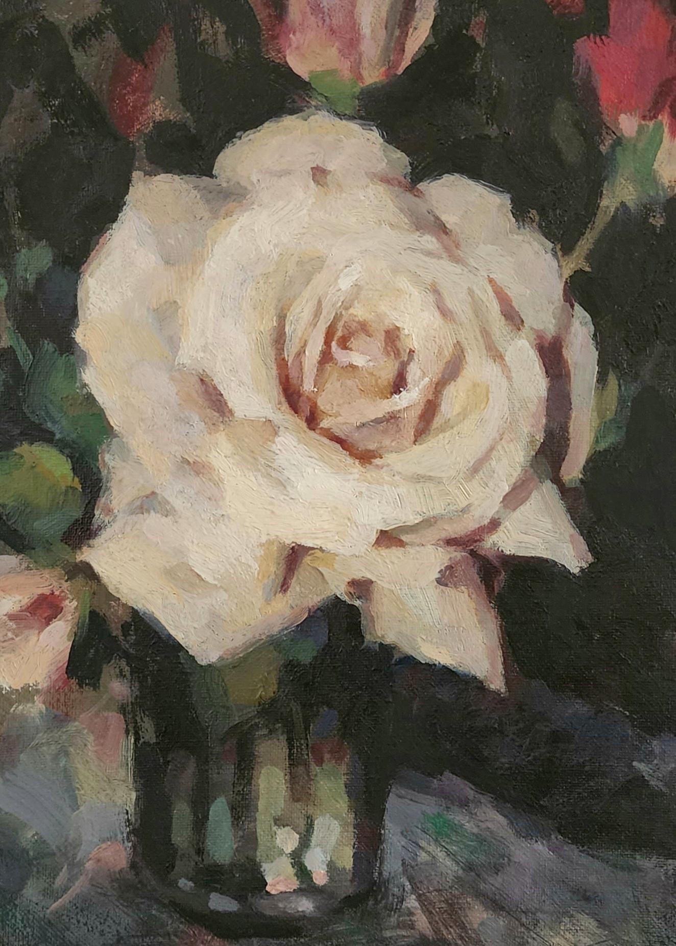 Bouquet of Roses, Oil Painting, Impressionism, LA Academy of Figurative Art For Sale 1