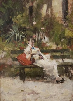 Ponderando la giornata, Pittura a olio, Impressionismo, LA Academy of Figurative Art