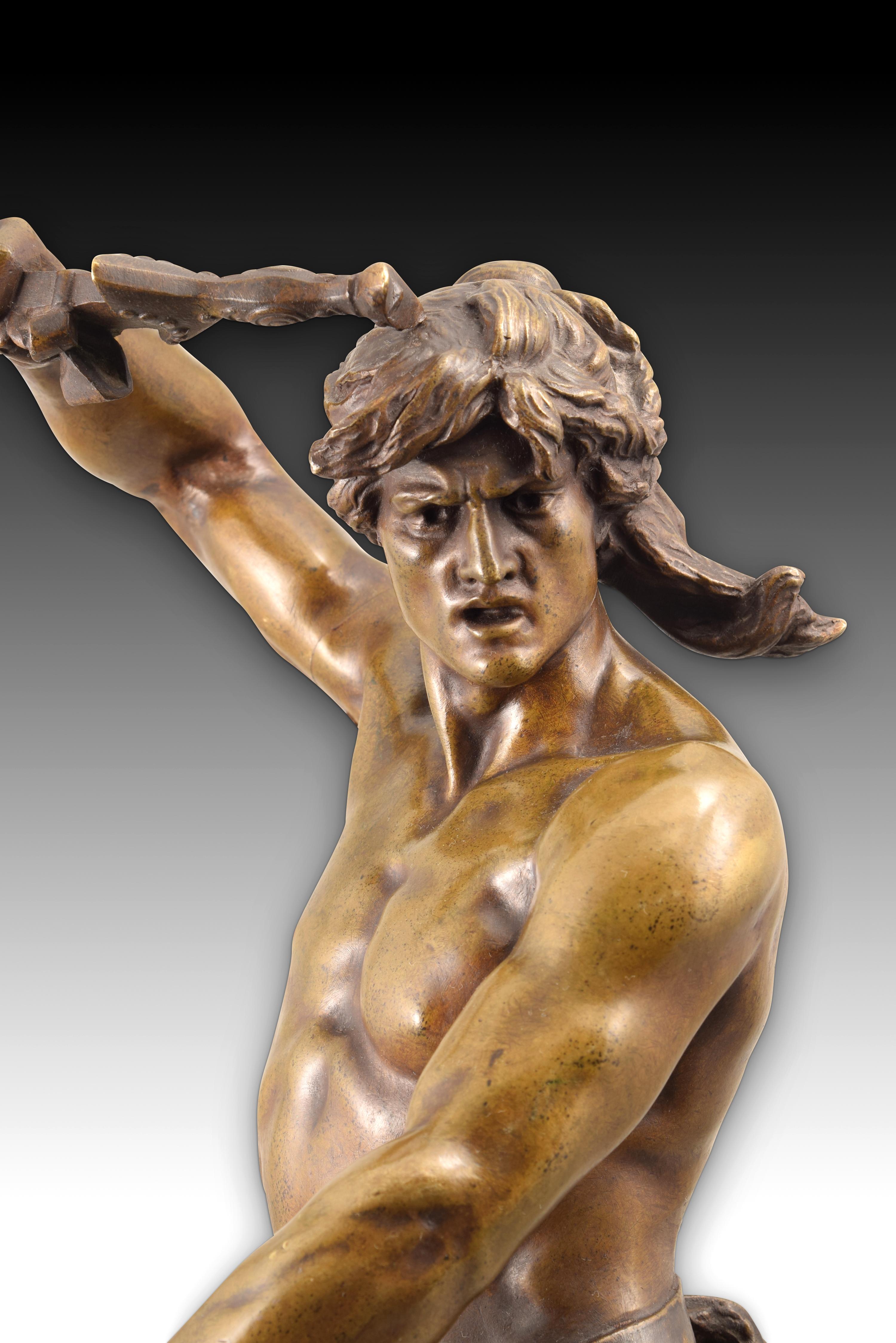Vae Victis. Bronze. GAUQUIÉ, Henri Désiré (français, 1858-1927). 
Henri Désiré Gauquié est un sculpteur français formé d'abord à l'Académie de Valenciennes, qui a pu ensuite prolonger cette formation à l'École des beaux-arts de Paris dans l'atelier