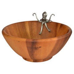 Vagabond House Acacia Wood Sea Life Octopus Salad Bowl Nautical Arts and Crafts