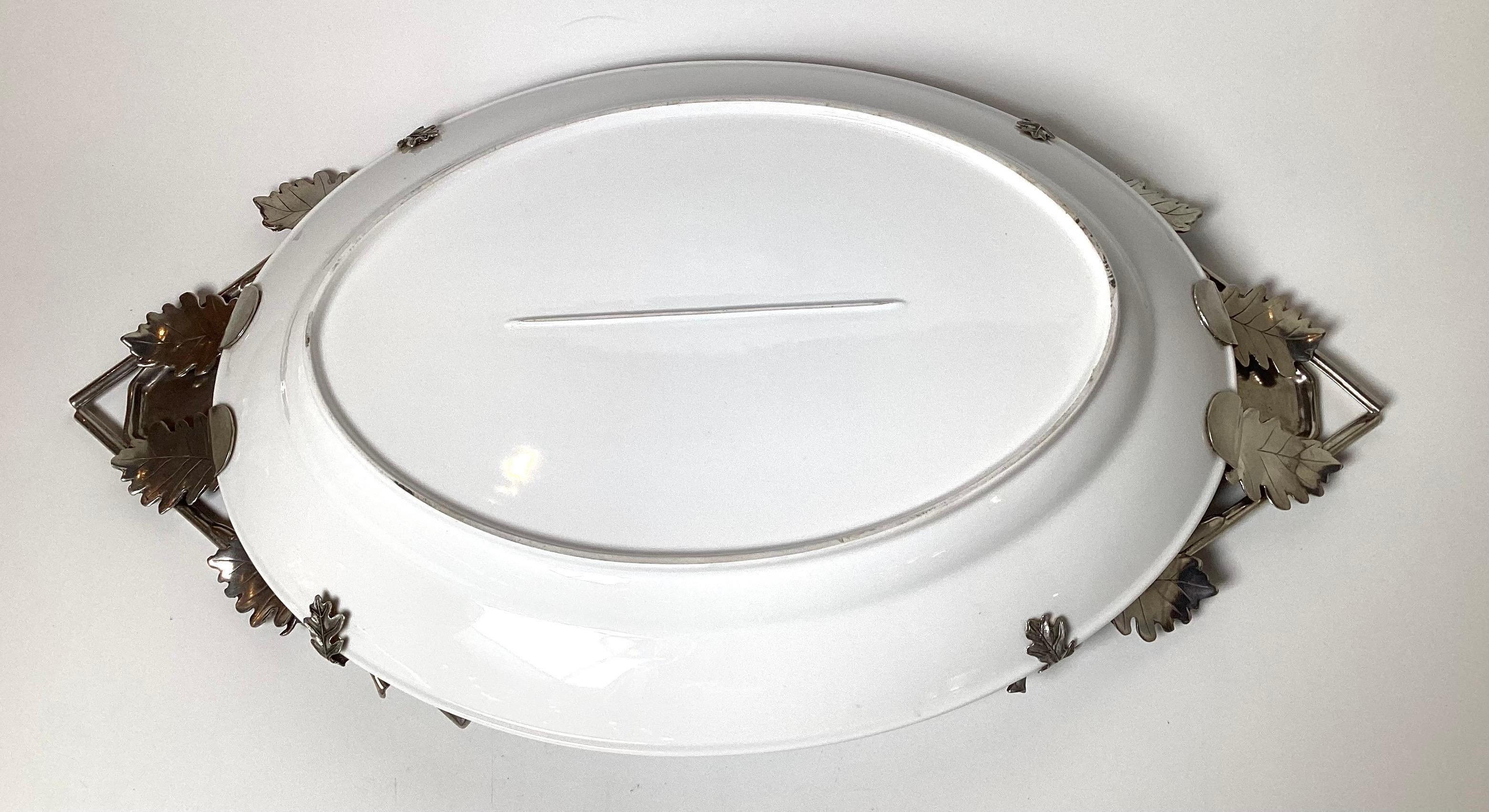 Plat unique en étain et grès, très bon état général

