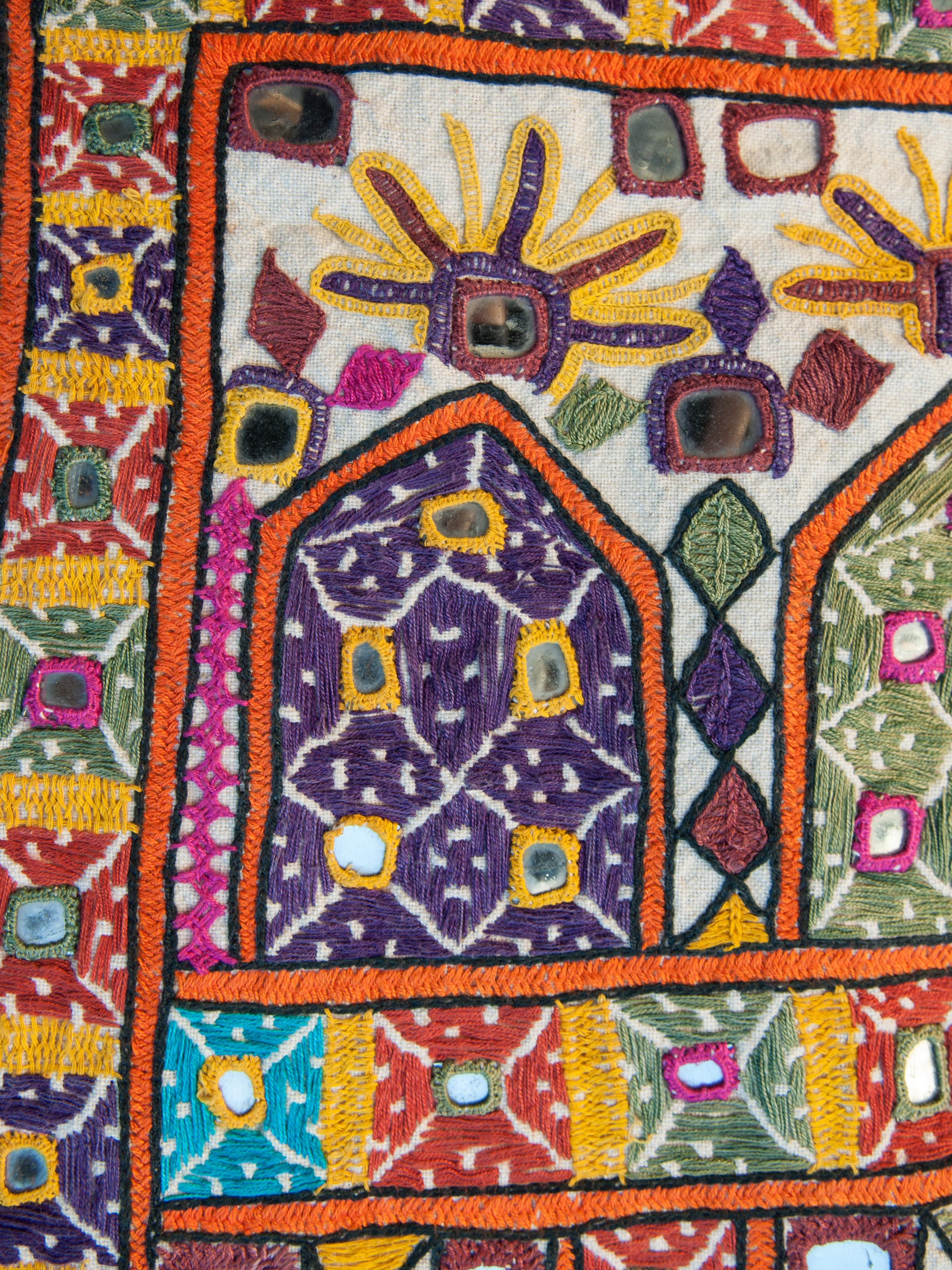 Indian Vaghadia Rabari Dharaniyo Textile Hanging, Mid-20th Century