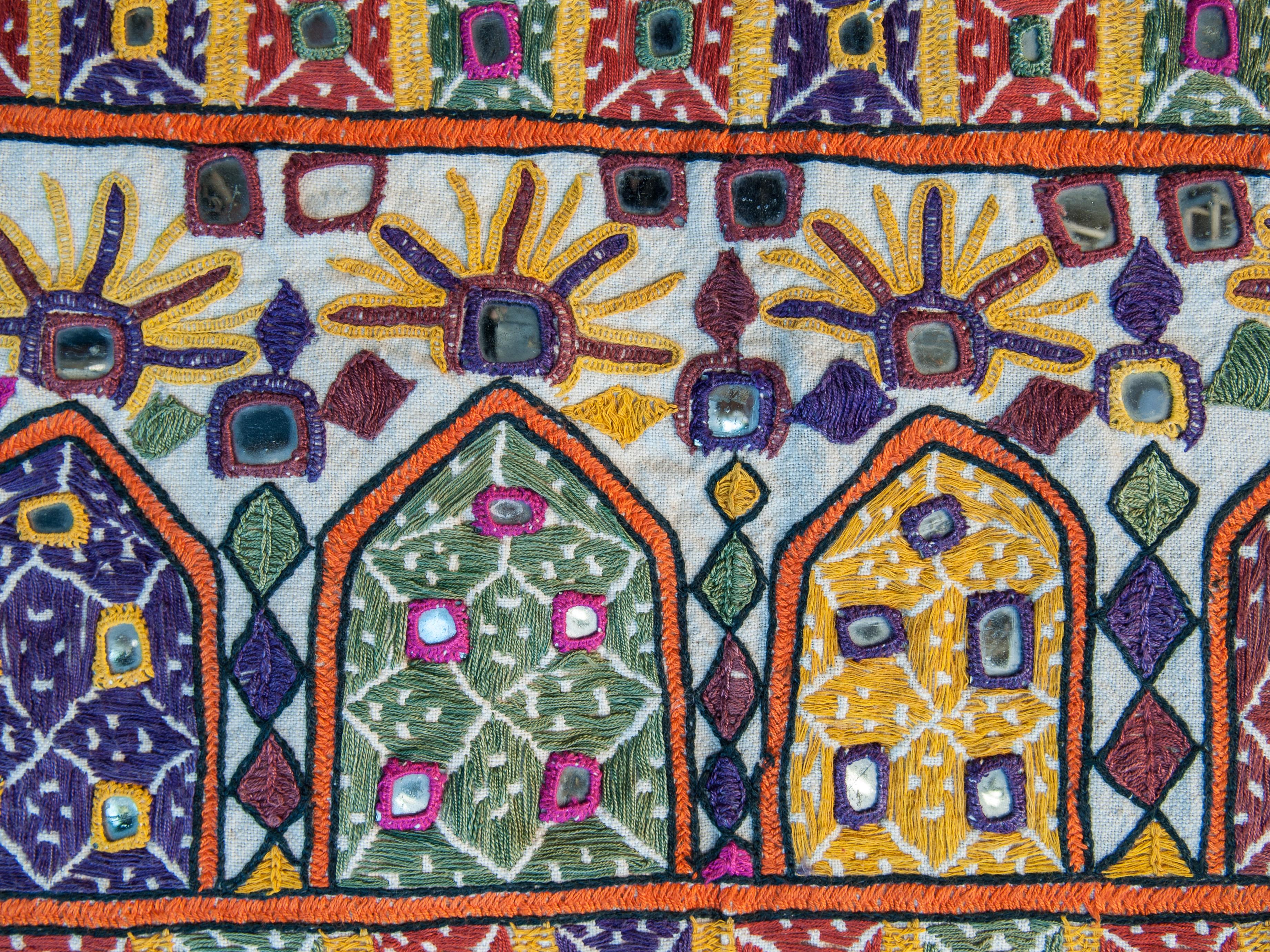 Embroidered Vaghadia Rabari Dharaniyo Textile Hanging, Mid-20th Century