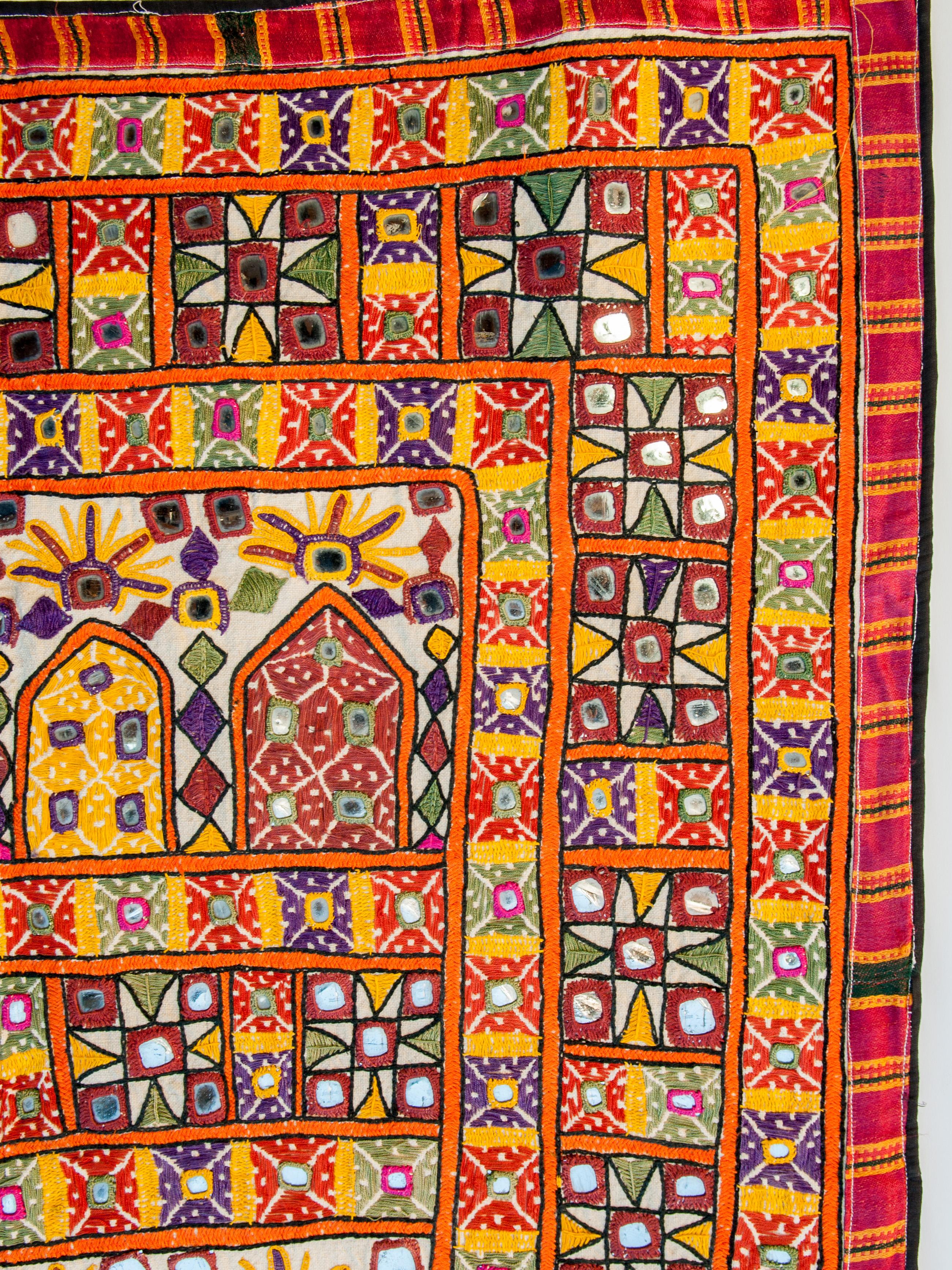 Cotton Vaghadia Rabari Dharaniyo Textile Hanging, Mid-20th Century