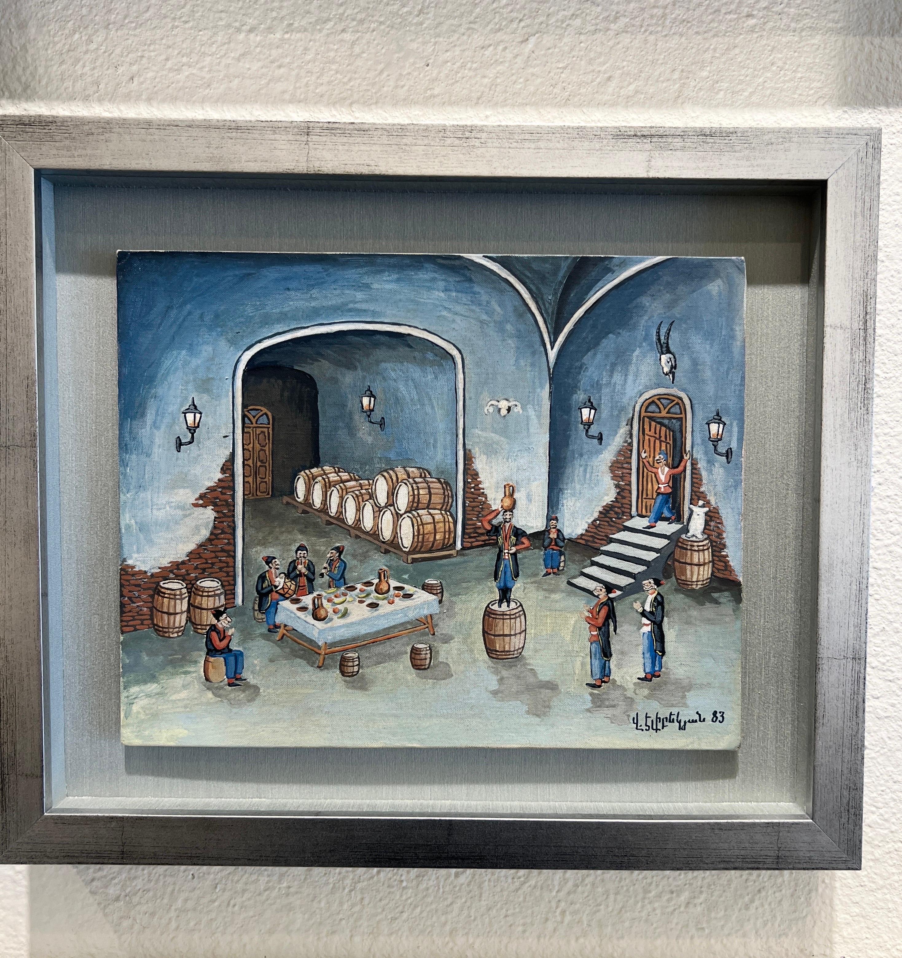 The Celebration in the Vineyard, zeitgenössische Malerei, Vagharshak Elibekyan  . im Angebot 2