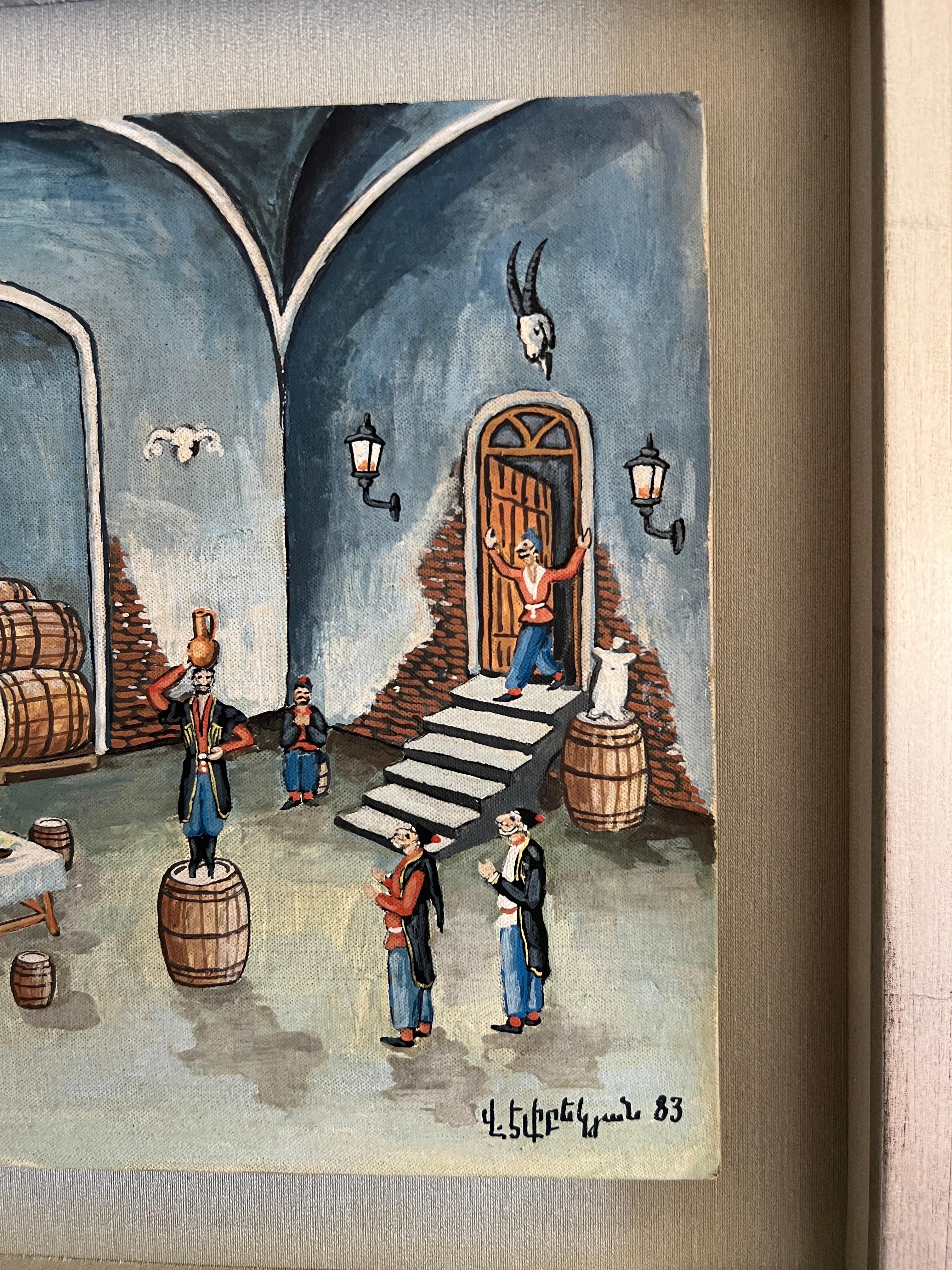 The Celebration in the Vineyard, zeitgenössische Malerei, Vagharshak Elibekyan  . im Angebot 3