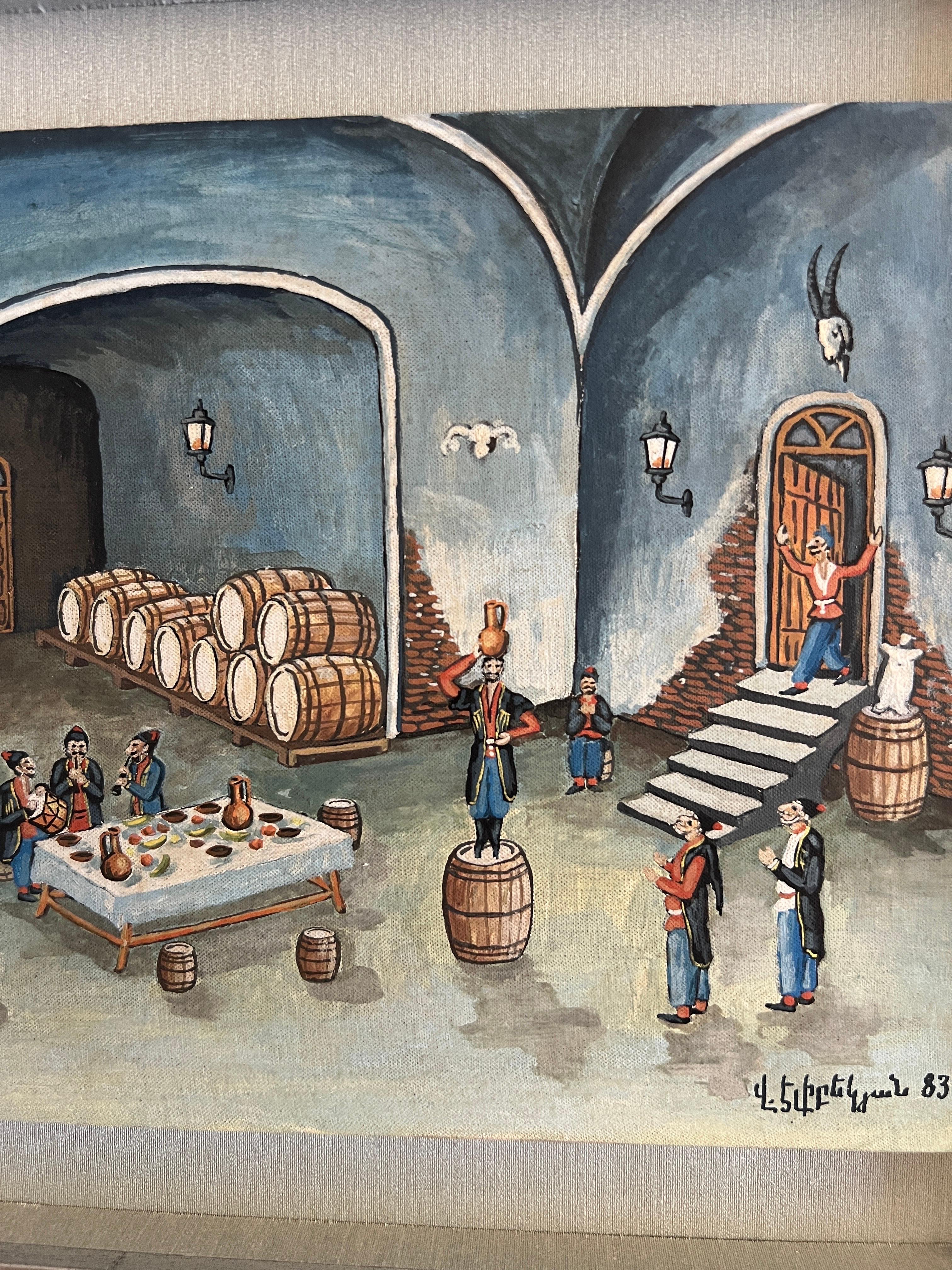 The Celebration in the Vineyard, zeitgenössische Malerei, Vagharshak Elibekyan  . im Angebot 5