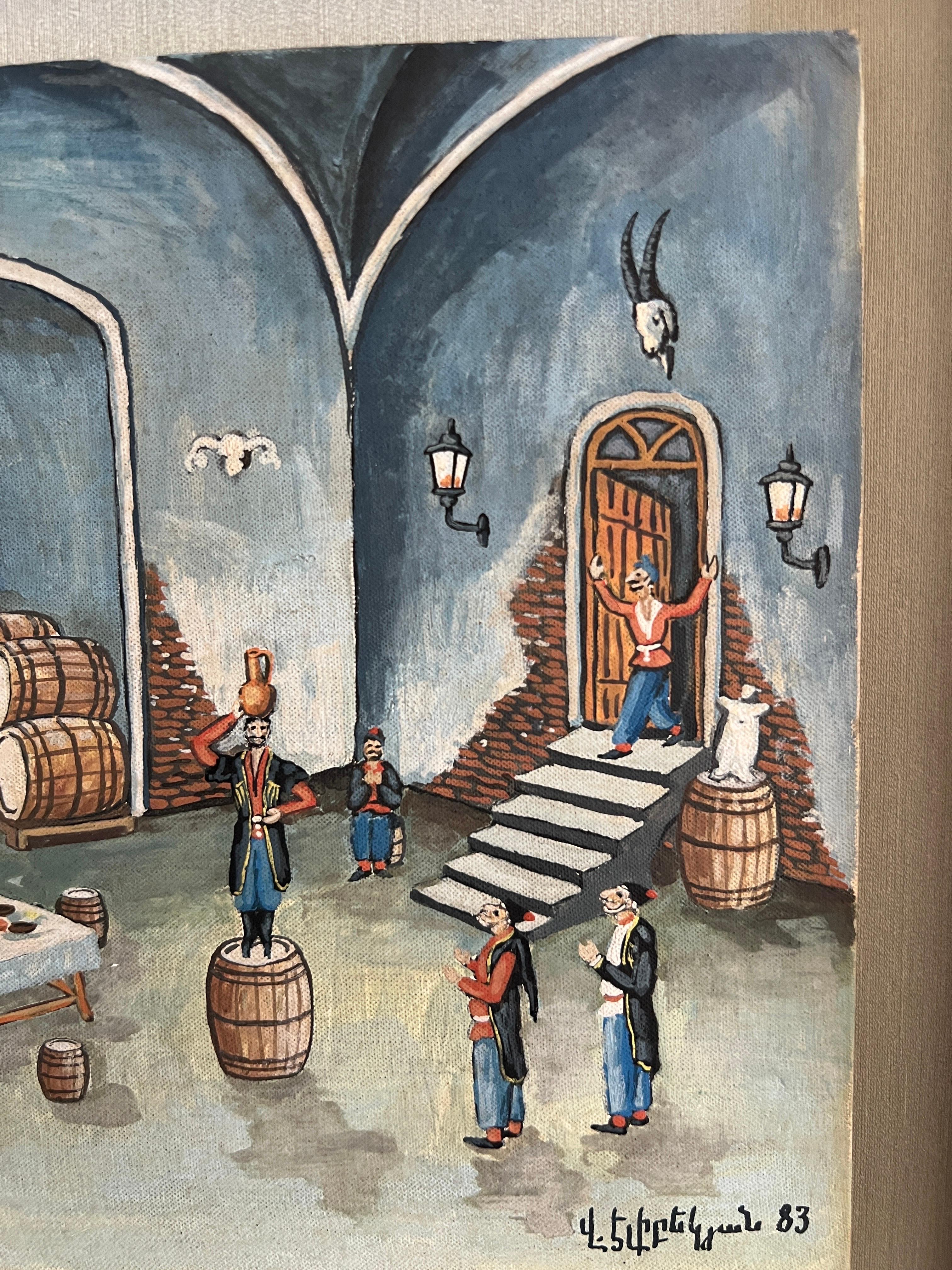 The Celebration in the Vineyard, zeitgenössische Malerei, Vagharshak Elibekyan  . im Angebot 7