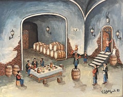 Celebración en el viñedo, pintura contemporánea, Vagharshak Elibekyan  .
