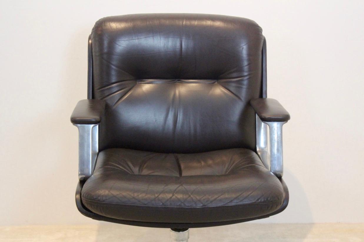 Vaghi Executive Leather Swivel Chair, Italy 3