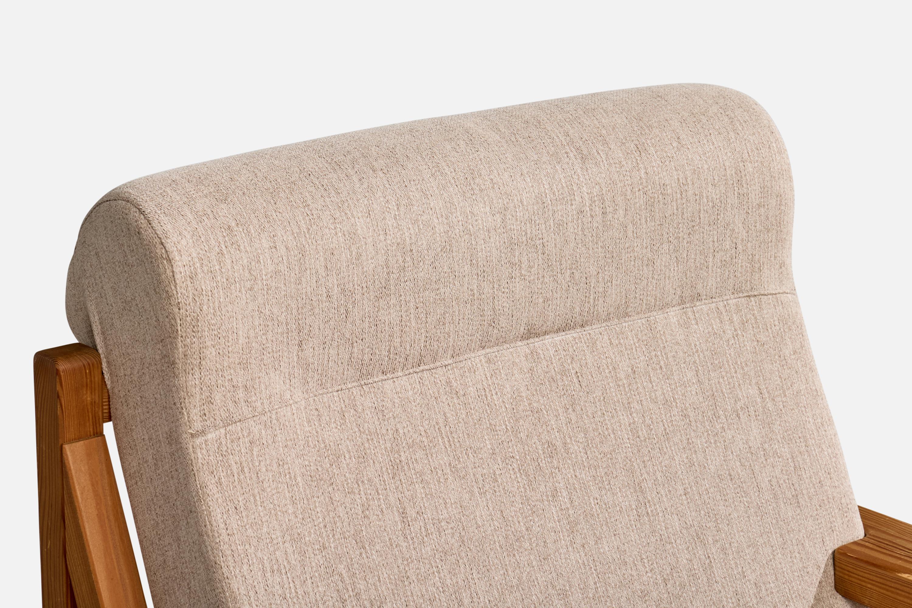 Vagn Fuglsang, Lounge Chairs, Pine, Fabric, Denmark, 1970s For Sale 6