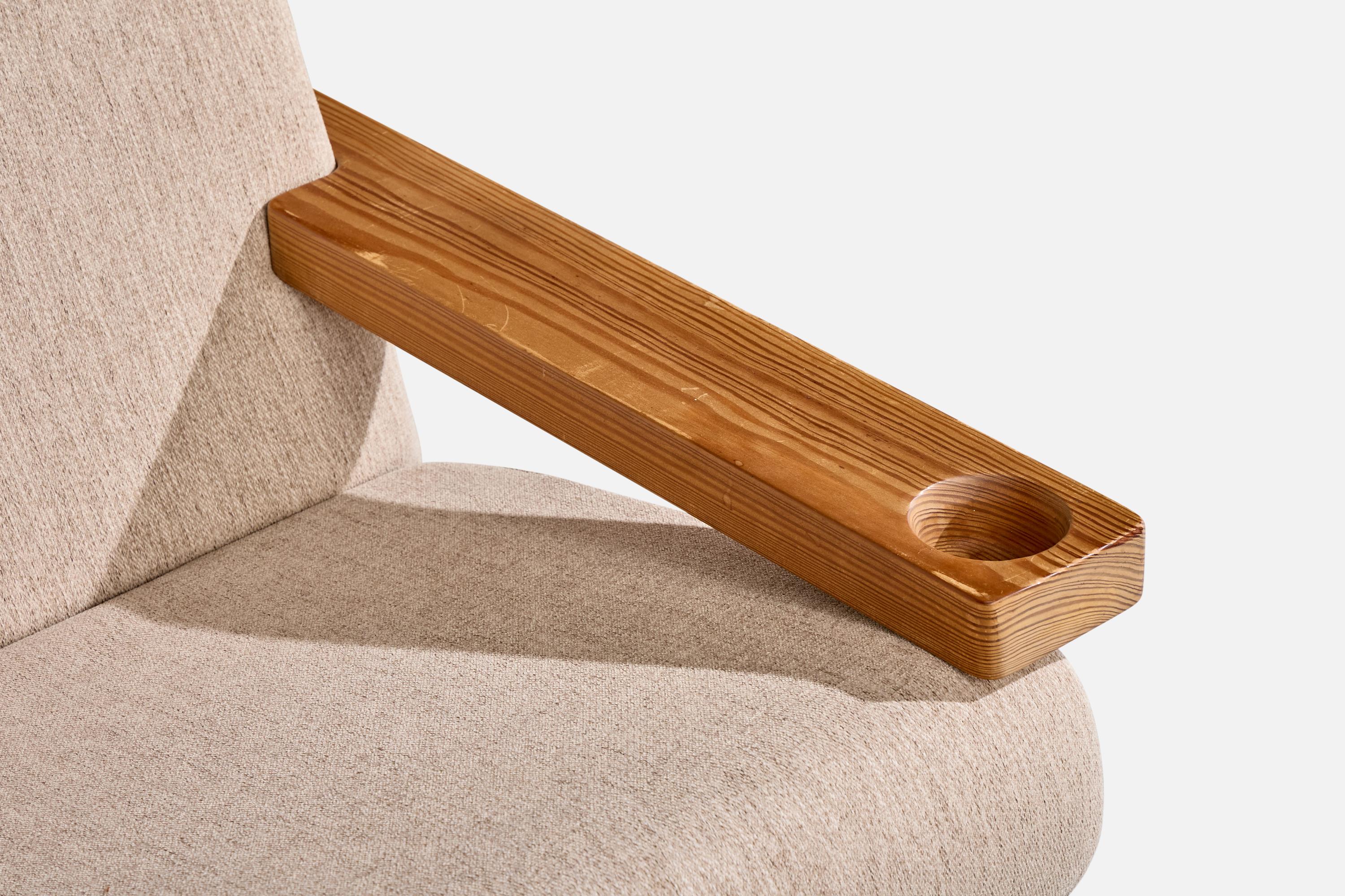 Vagn Fuglsang, Lounge Chairs, Pine, Fabric, Denmark, 1970s For Sale 7