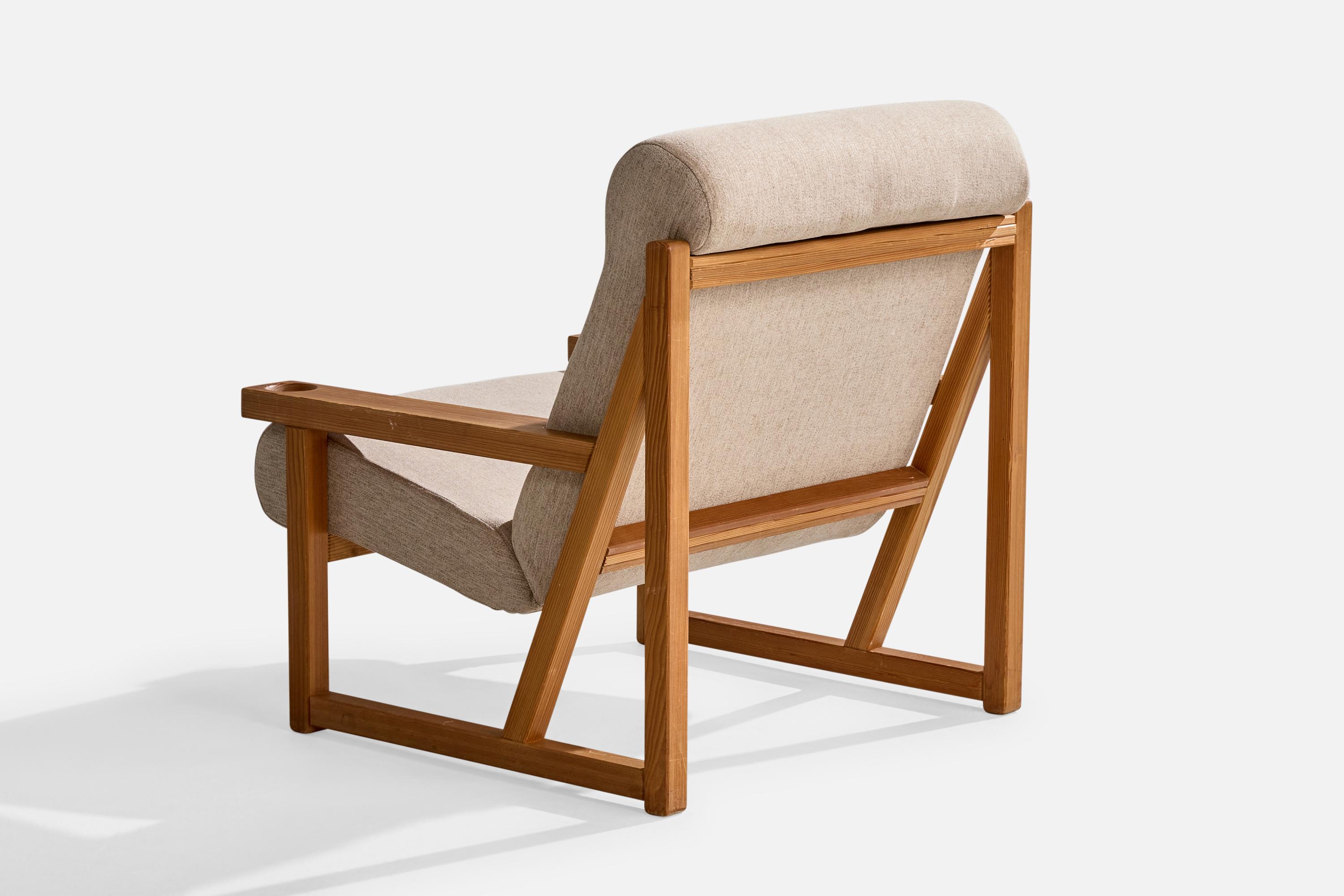 Vagn Fuglsang, Lounge Chairs, Pine, Fabric, Denmark, 1970s For Sale 3