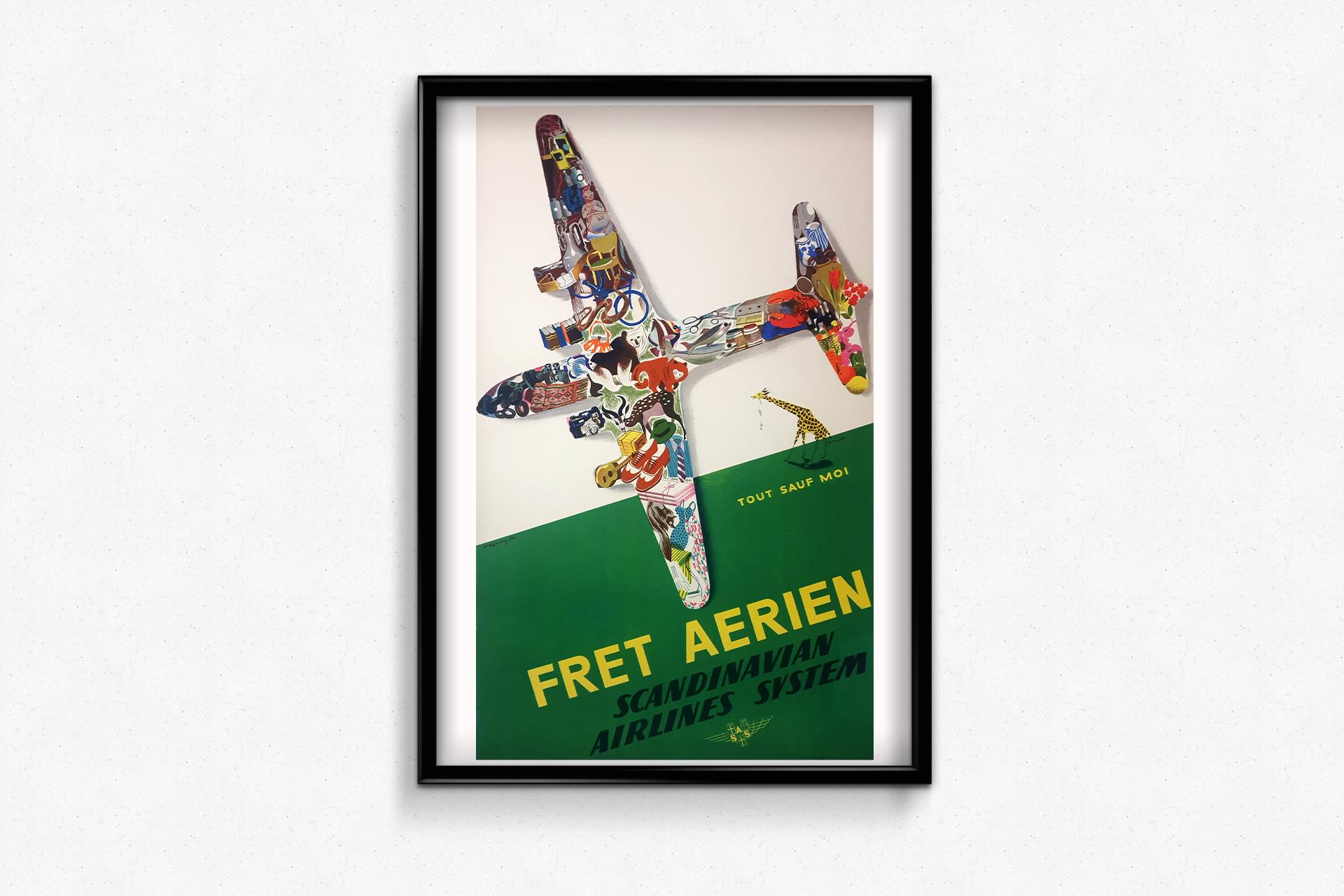 Originalplakat, signiert Vagnby im Auftrag des Scandinavian Airlines System, 1950 im Angebot 1