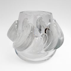 "Vagues" Art Decò Crystal Vase Signed Lalique, France 1960s