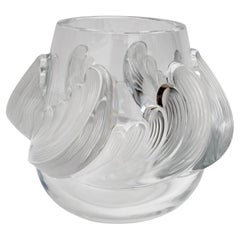 Vintage "Vagues" Art Decò Crystal Vase Signed Lalique, France 1960s