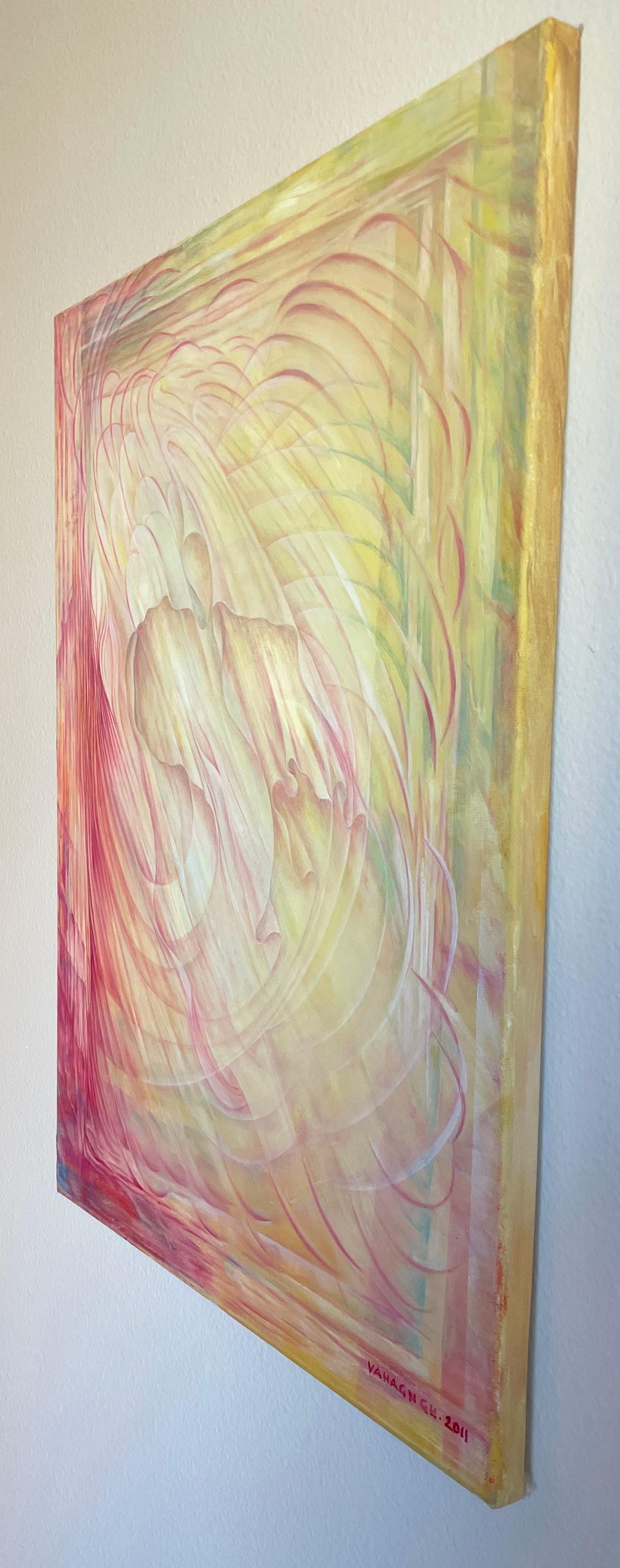 Angel, Abstrakt, Original-Ölgemälde, hängefertig, hängefertig (Braun), Abstract Painting, von Vahagn Ghaltaghchyan
