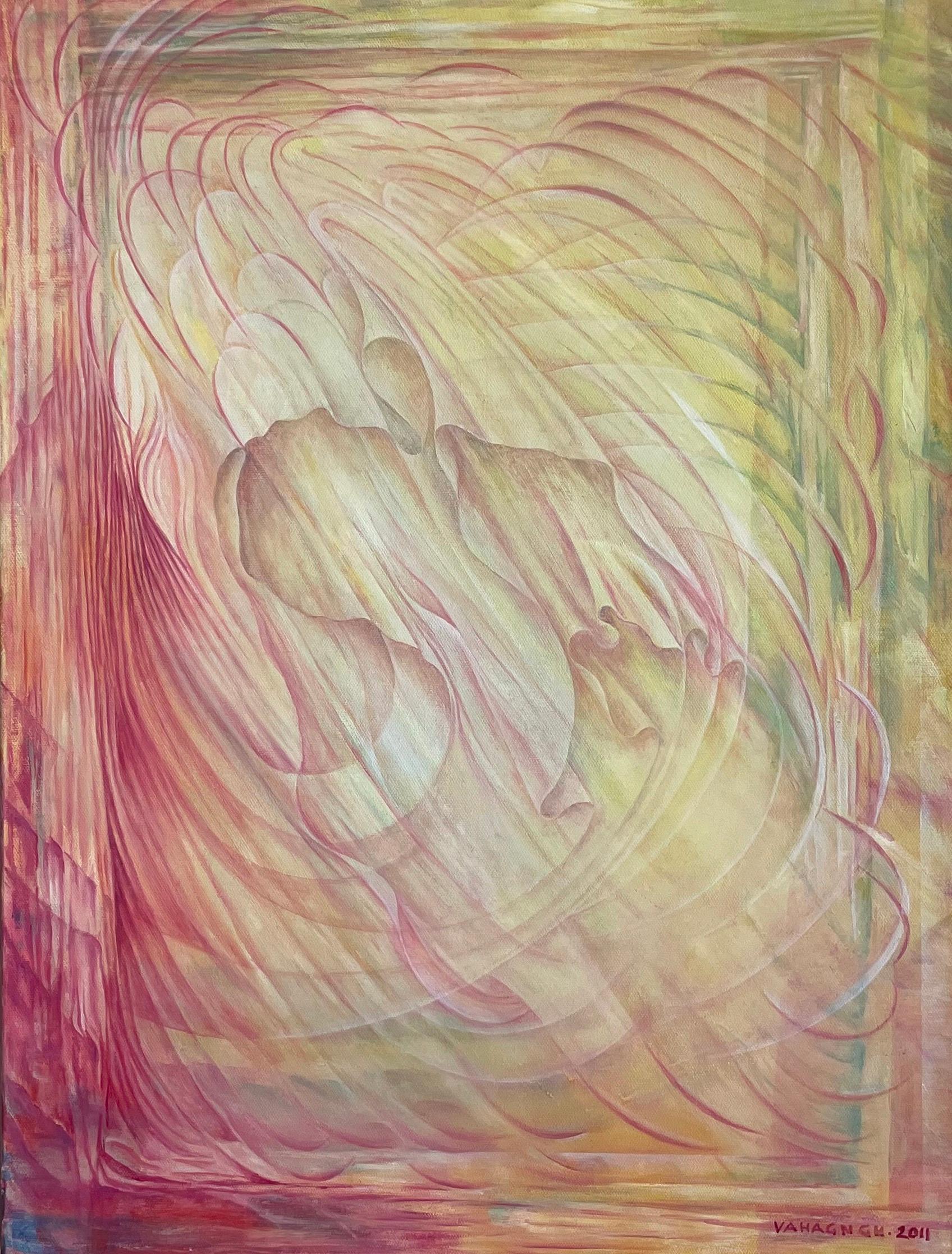 Vahagn Ghaltaghchyan Abstract Painting – Angel, Abstrakt, Original-Ölgemälde, hängefertig, hängefertig