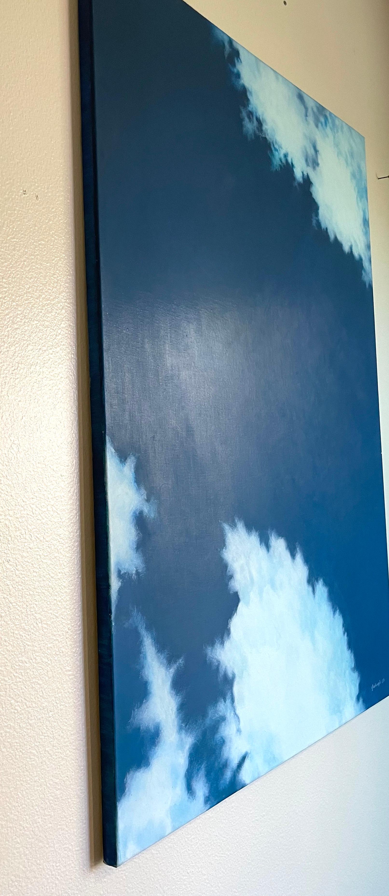 Blue Sky, peinture à l'huile abstraite, prête à être accrochée - Painting de Vahagn Ghaltaghchyan