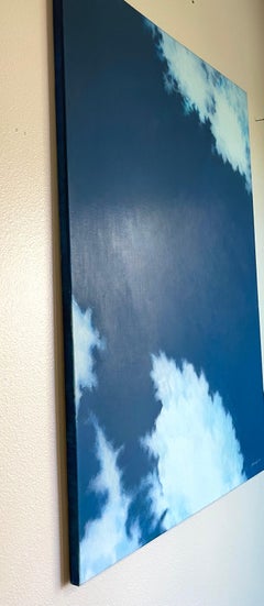 Blue Sky, peinture à l'huile abstraite, prête à être accrochée