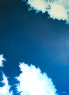 Blauer Himmel, Abstraktes Original-Ölgemälde, hängefertig