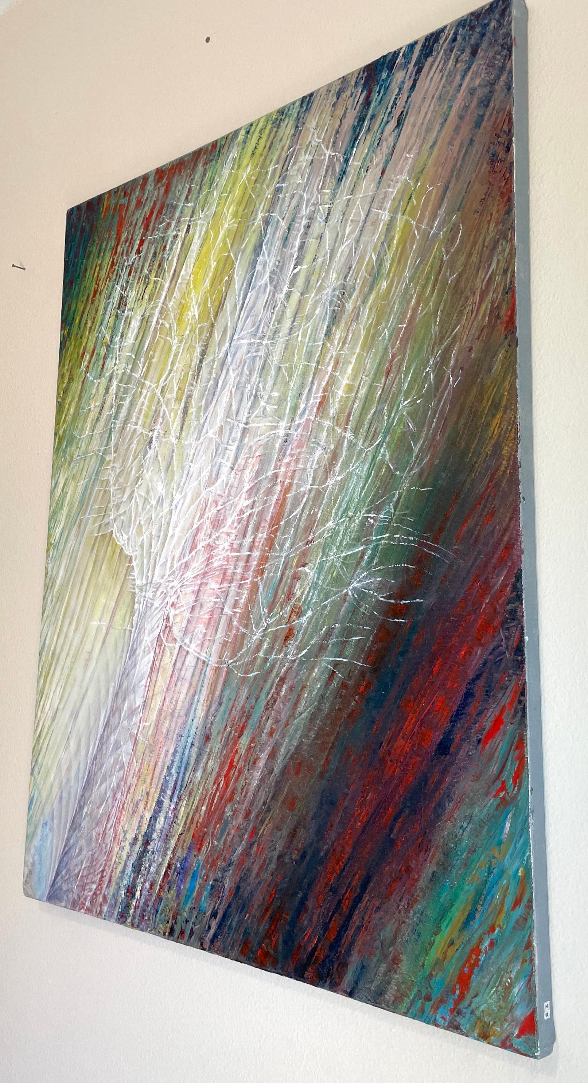 Dandelion im Wind, Abstrakt, Original-Ölgemälde, hängefertig – Painting von Vahagn Ghaltaghchyan