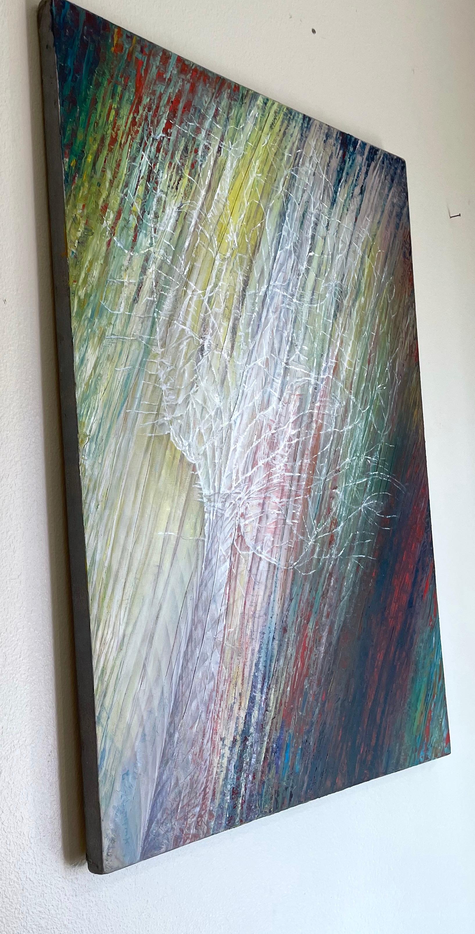 Dandelion im Wind, Abstrakt, Original-Ölgemälde, hängefertig (Impressionismus), Painting, von Vahagn Ghaltaghchyan