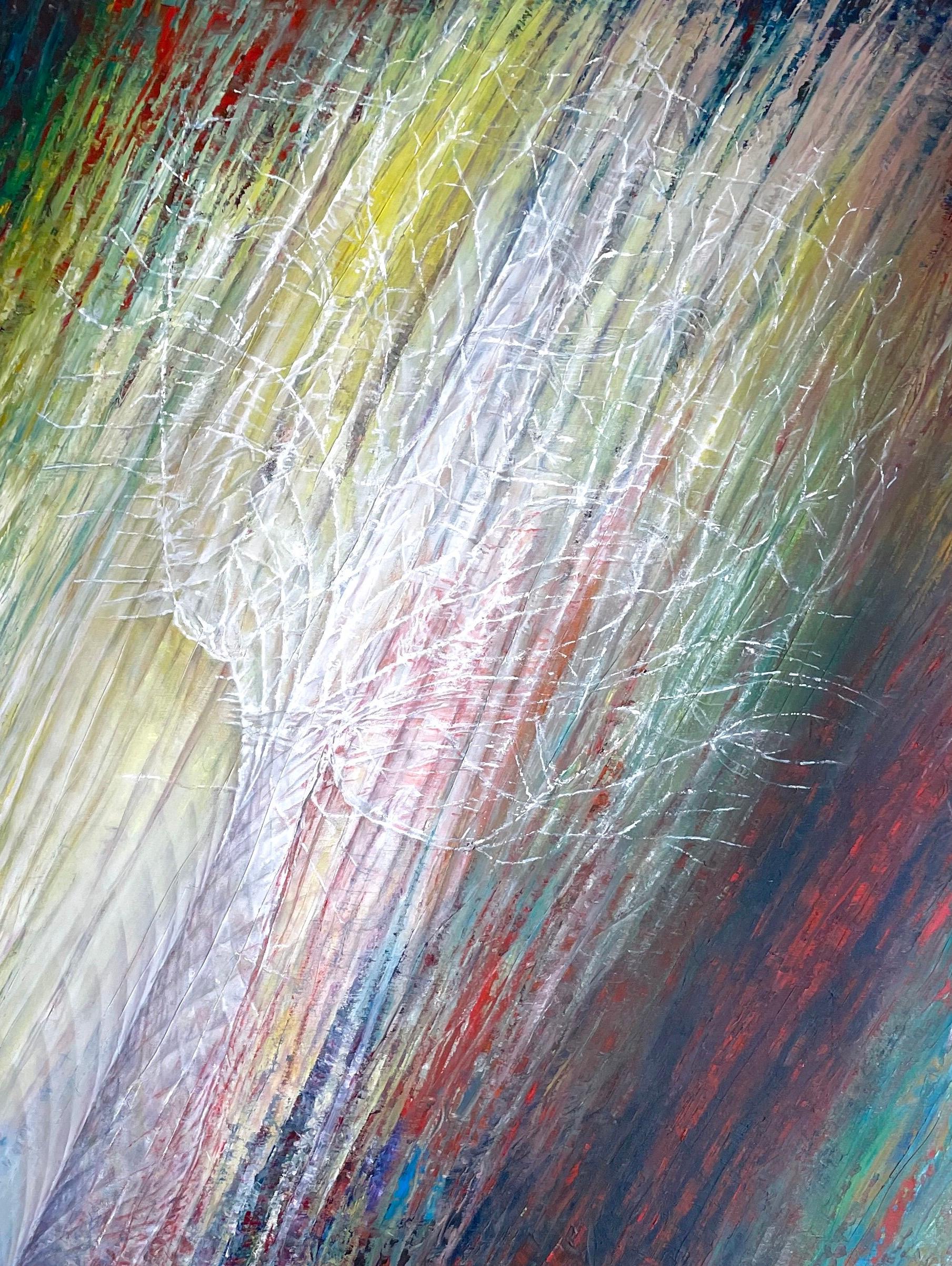 Dandelion in the Wind, Abstract, Original oil Painting, Ready to Hang