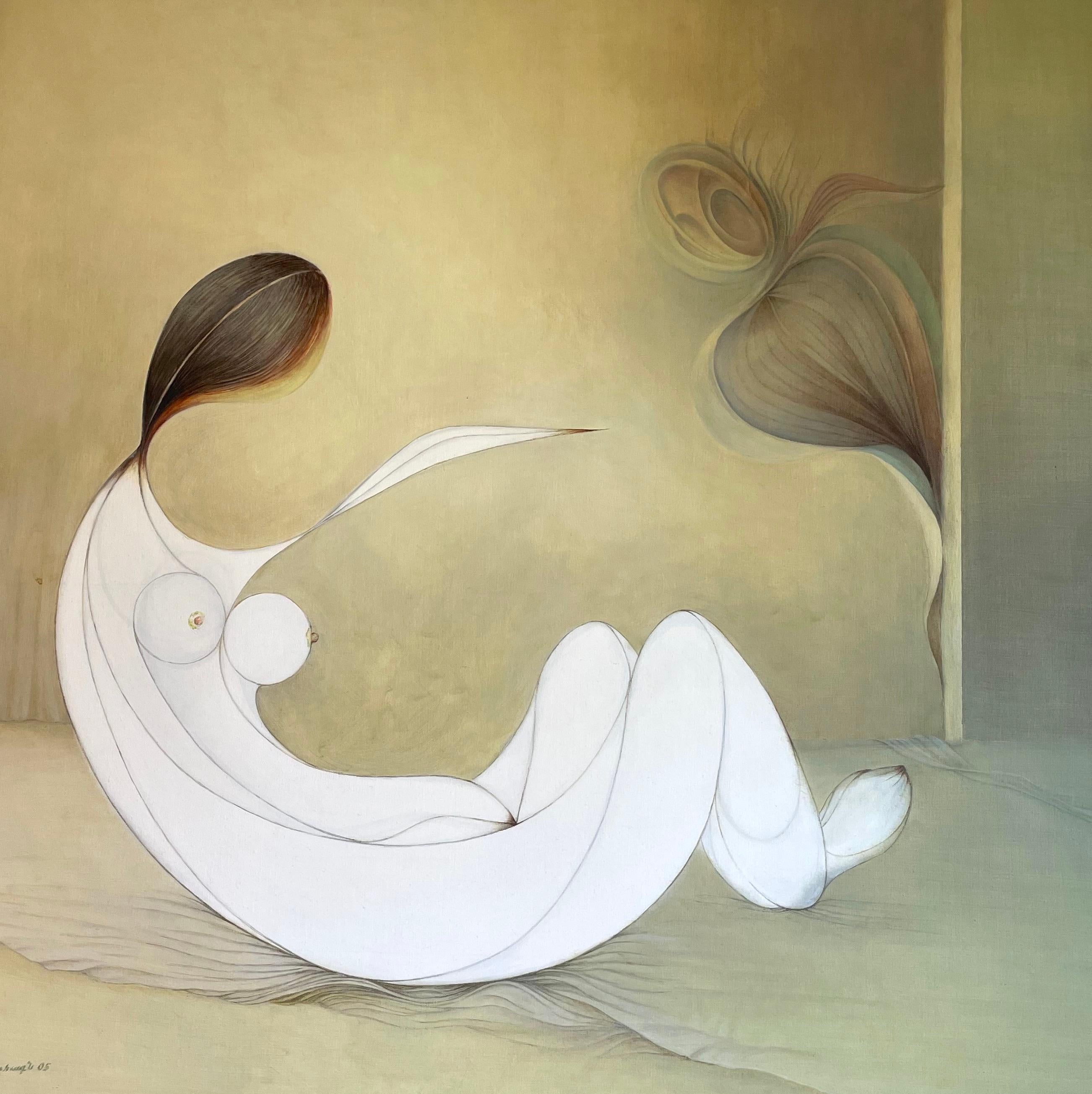 Abstract Painting di Vahagn Ghaltaghchyan - Diana, Arte figurativa astratta, Pittura a olio originale, pronta da appendere
