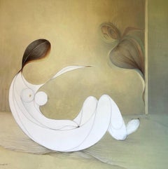 Diana, figurative abstraite, peinture à l'huile originale, prête à accrocher