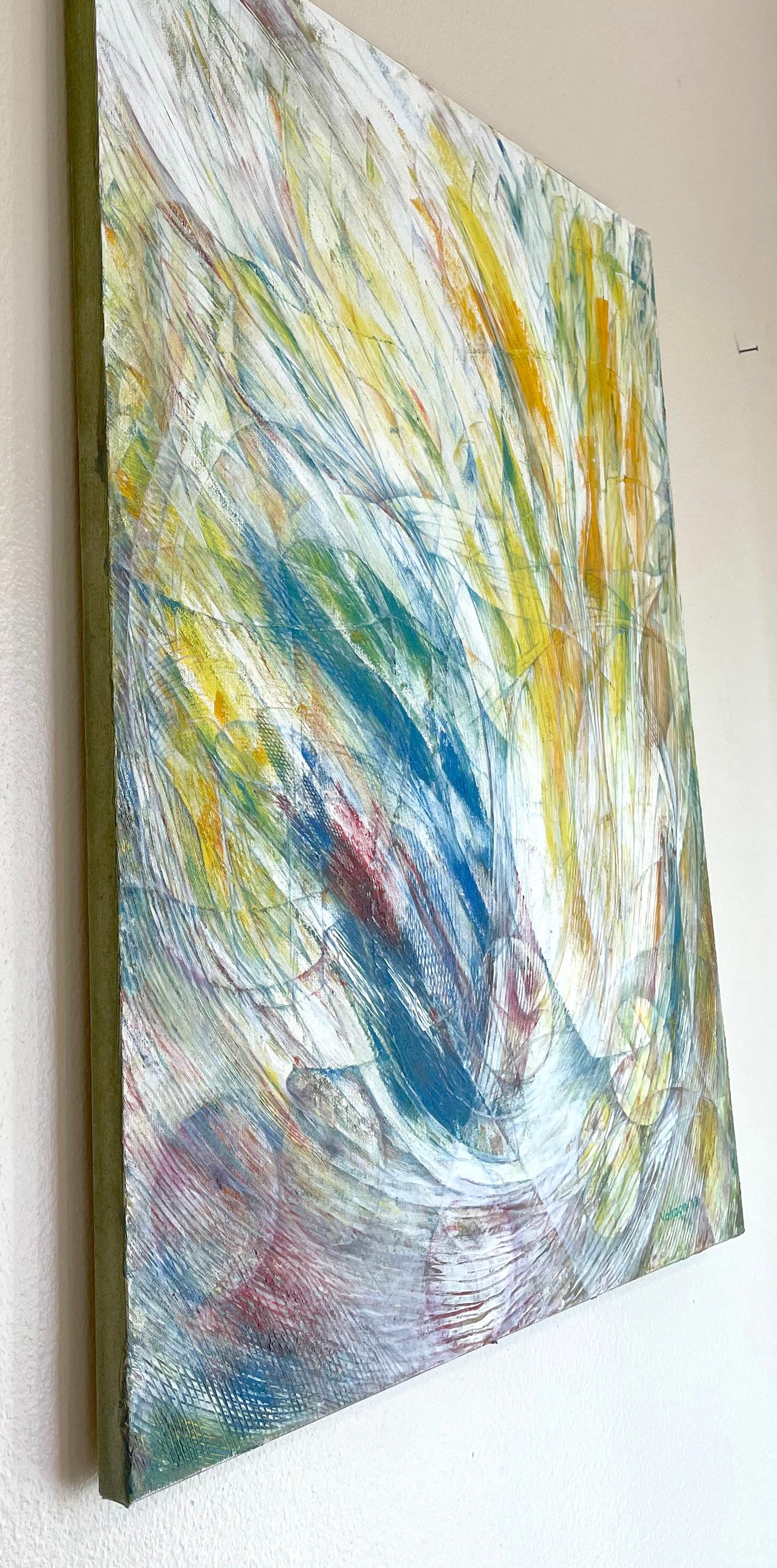 Von Sommer bis Herbst, Abstrakt, Original-Ölgemälde in Öl, hängefertig (Beige), Abstract Painting, von Vahagn Ghaltaghchyan