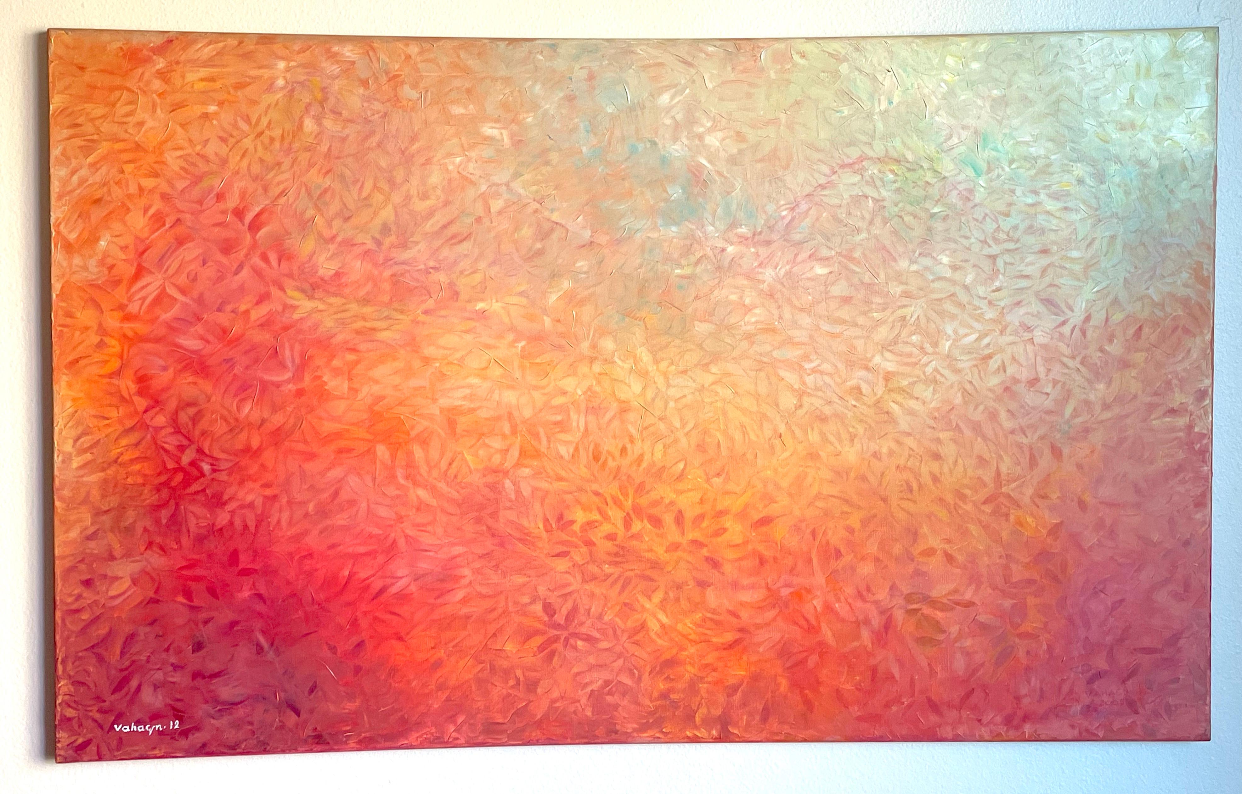 Heat Wave, Abstract, Red, Original oil Painting, Ready to Hang For Sale 1