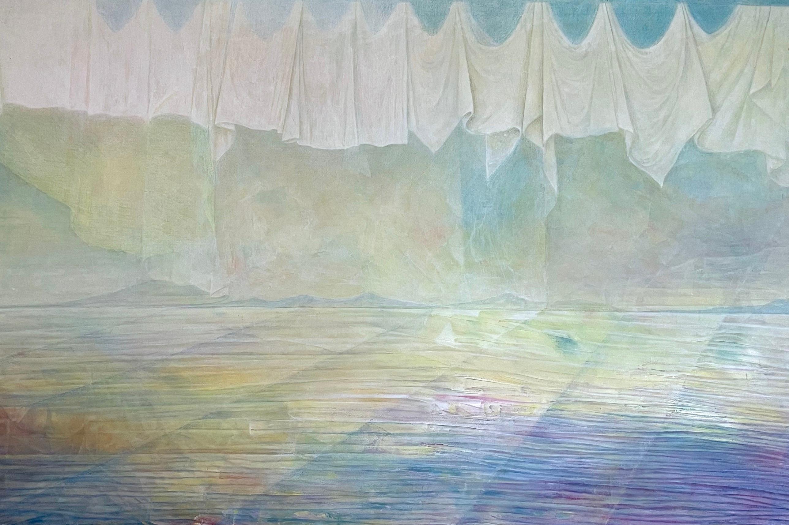 Abstract Painting di Vahagn Ghaltaghchyan - Lavanderia sul mare, Astratto, Pittura originale, pronta da appendere