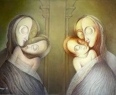 Vita, Figurativo astratto, Pittura a olio originale, pronta per essere appesa