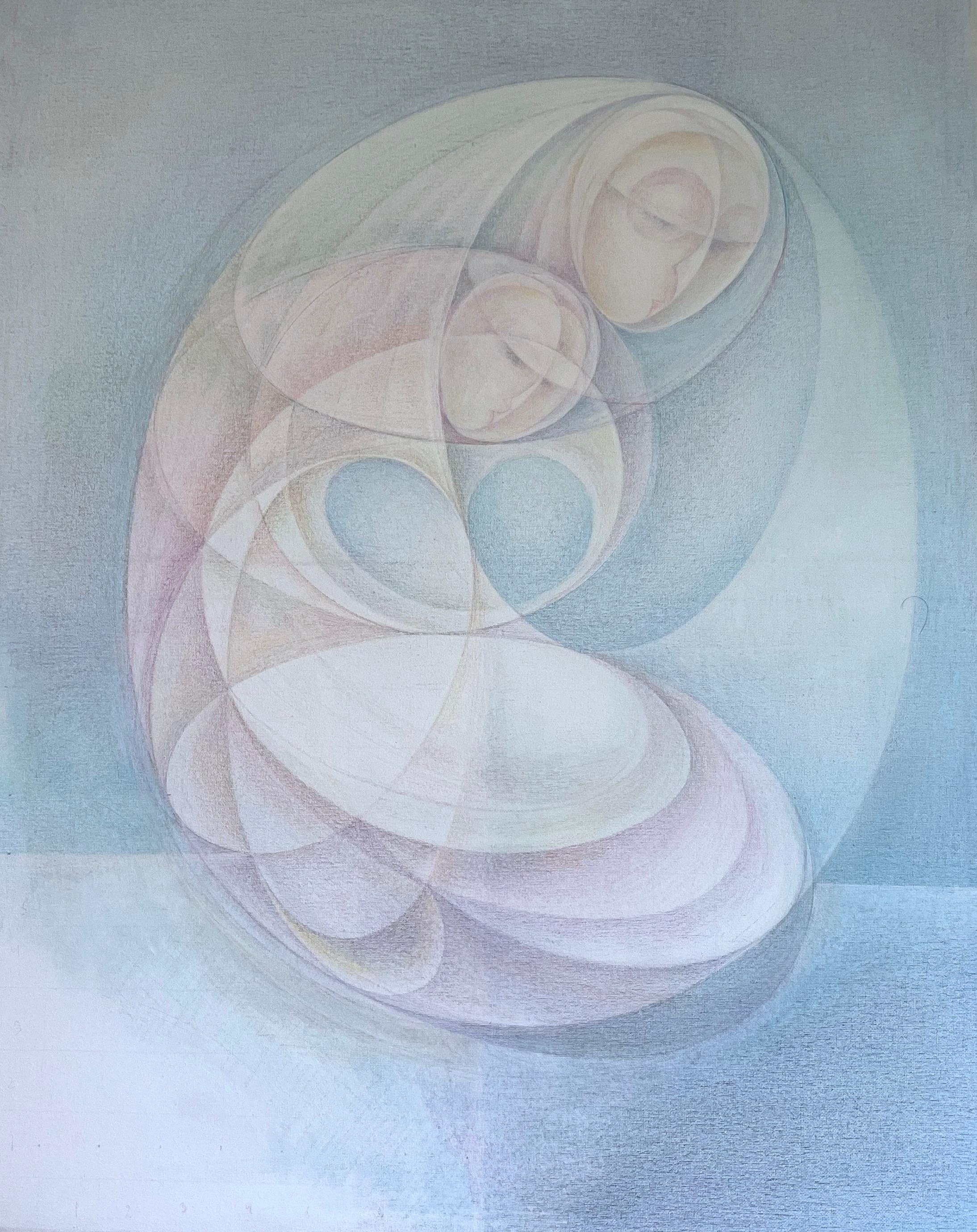 Maternity, abstrait, peinture originale, prête à être accrochée